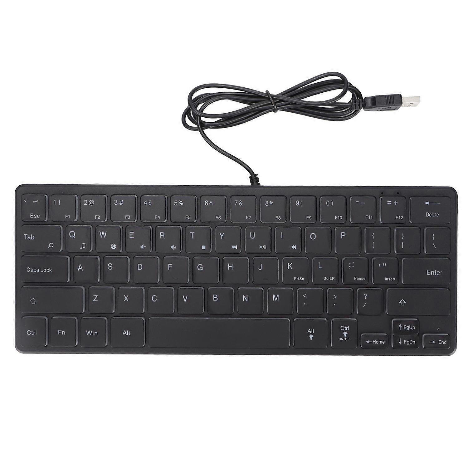 Wired Gaming Keyboard 64 Keys Mini RGB 3 Backlights Desktop Notebook Computer Accessories