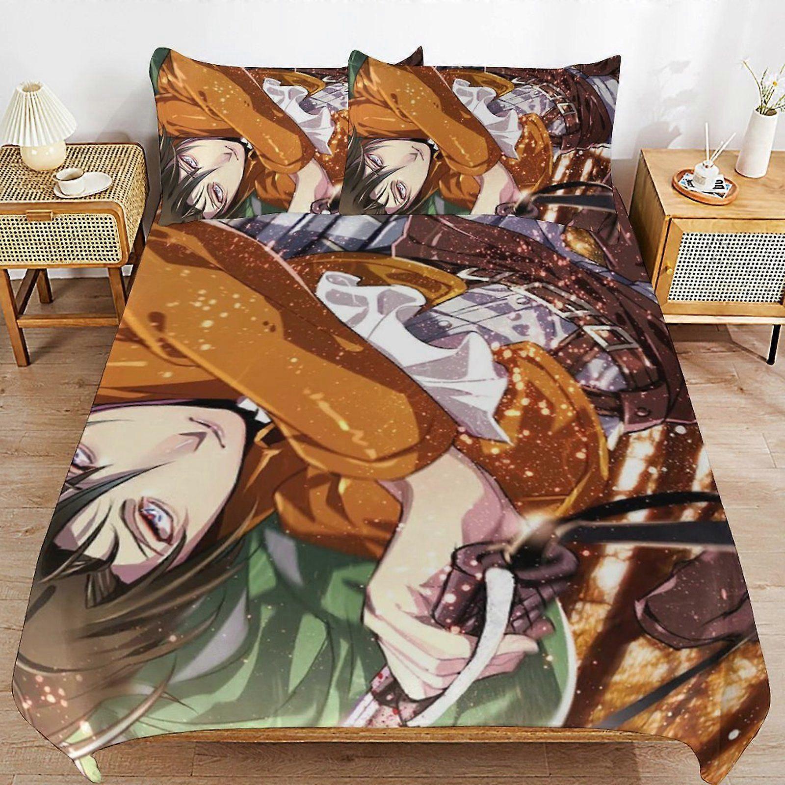 r235  Attack on Titan Bedding System Smooth Fabric Zipper Closure Comfortable Texture Soft Feel Duvet Cover Sets Pack s235