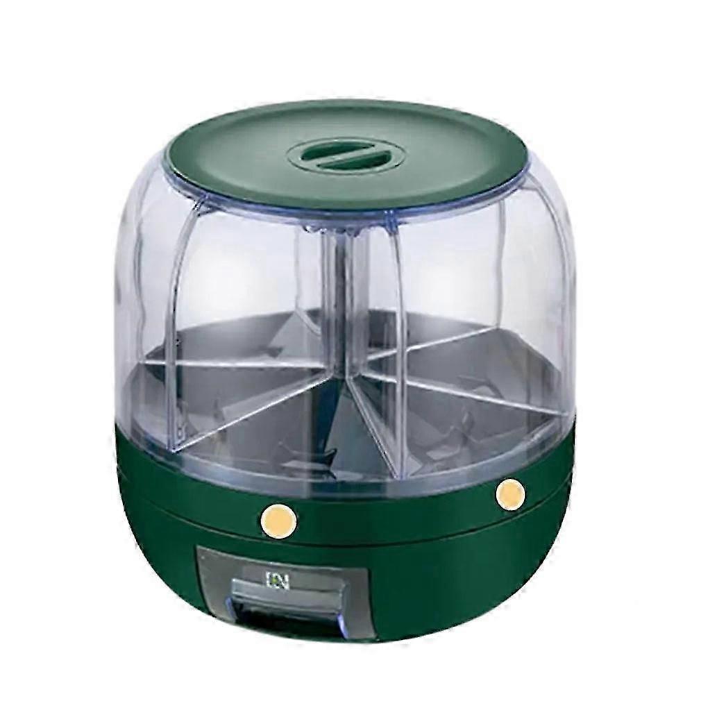 Retain Freshness With Large Capacity Grain Storage Container Easy Access Dispense 6 Spaces Funnel Outlet Rotation