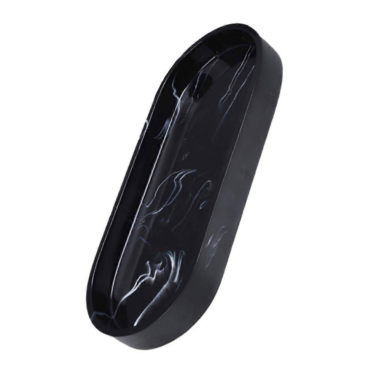 Marble Pattern Resin Vanity Tray Rectangular Bathroom Organizer For Jewelry And Perfume On Black Countertop