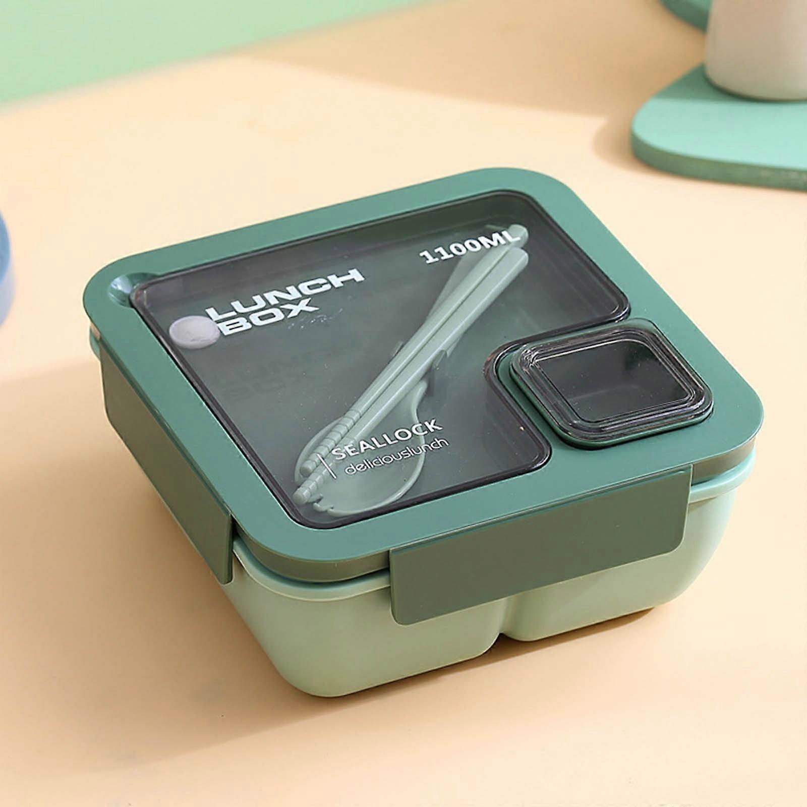 Portable Plastic Partition Integrated Lunch Box, Multi-functional Light Food Bento Box