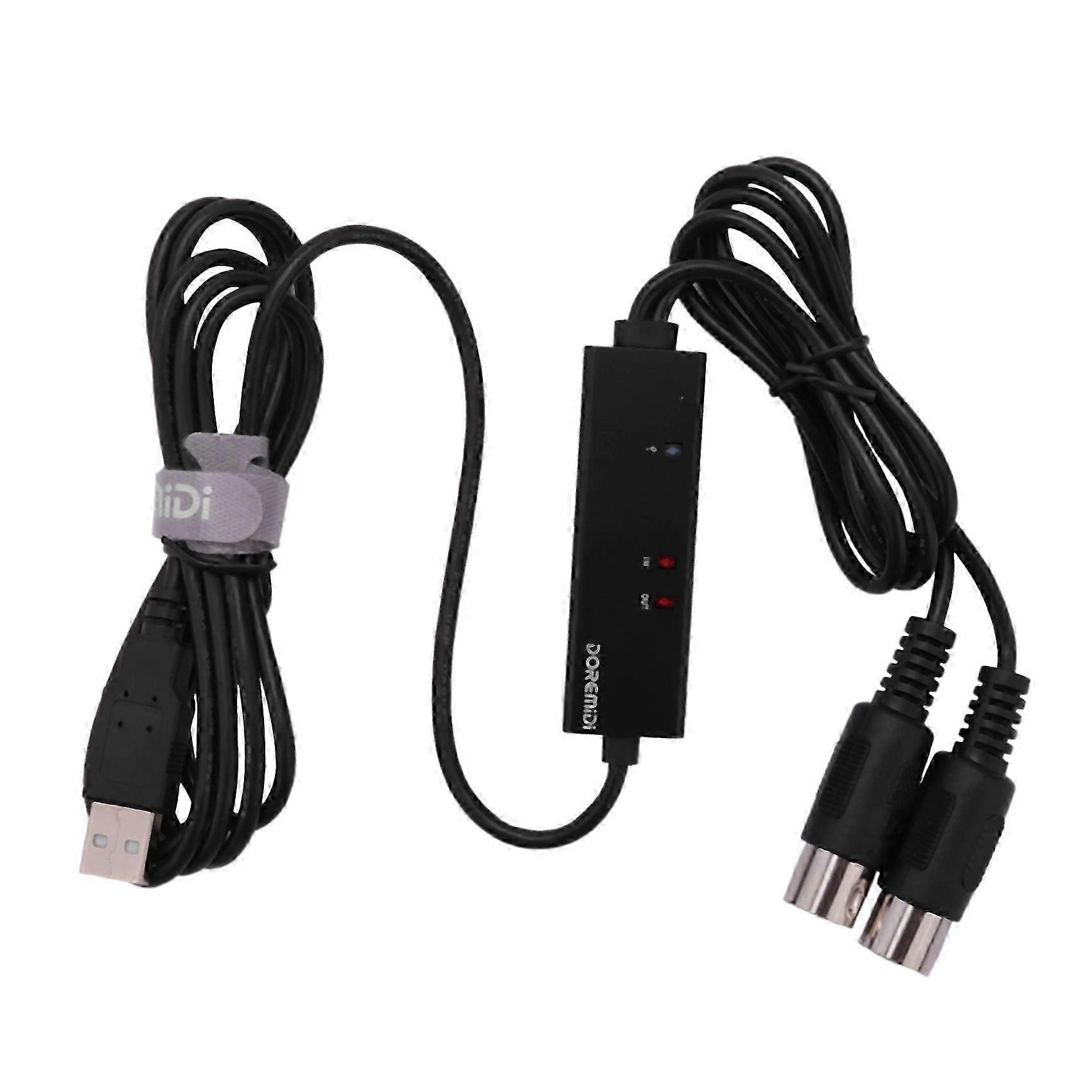 MTU-10 MIDI to USB Cable USB MIDI Converter with Indicator Light Proceesing ChipBlack SZRH