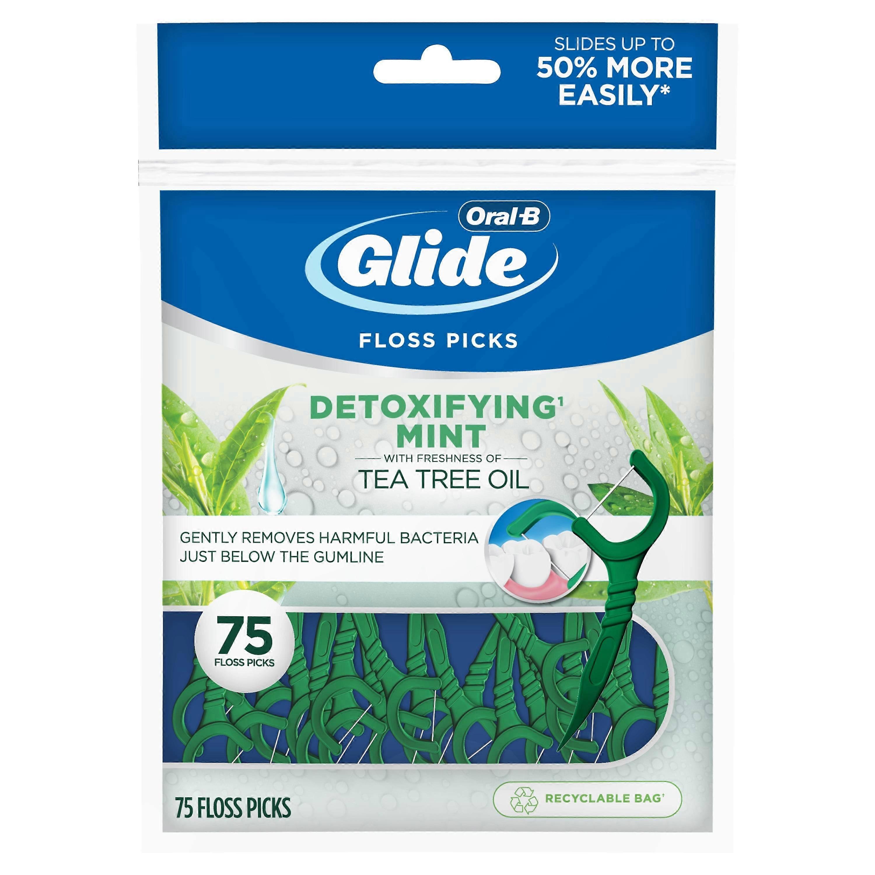 Oral-b Glide Dental Floss Picks With Tea Tree Oil, Mint, 75 Ea