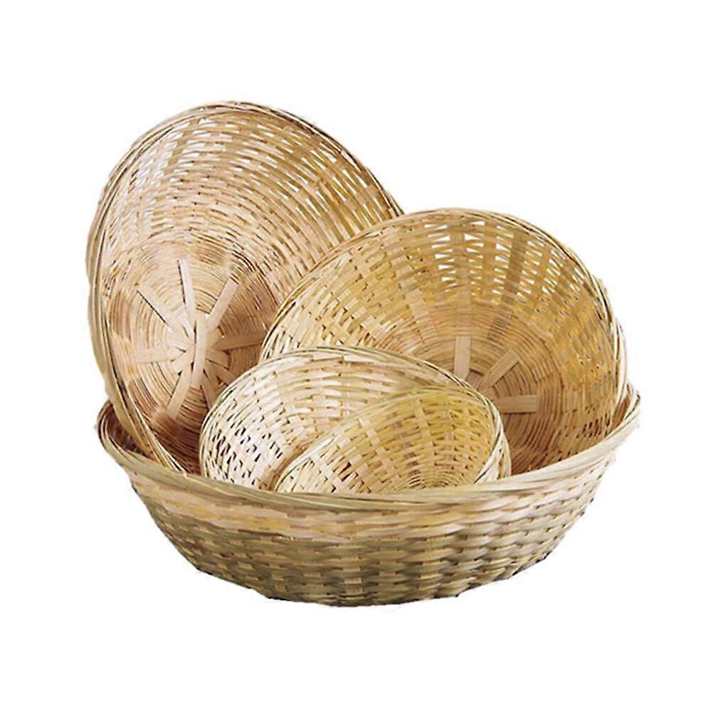 Natural Bamboo Round Storage Baskets Set of 3 EcoFriendly Woven Organizer for Home