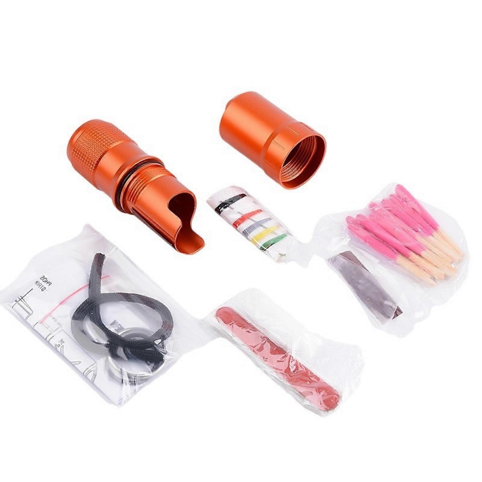Thin Mixture Multiple Purpose Impregnable Case For Hiking Pack Rudiments Fire Starting Assemblies Crisis Materials Storage  orange color