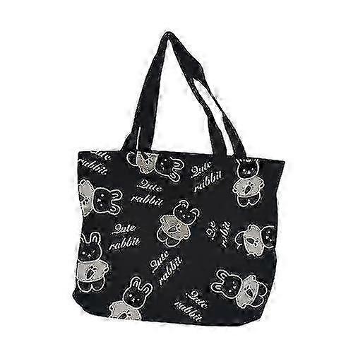 f Bear Cartoon Printed Shopping Totes