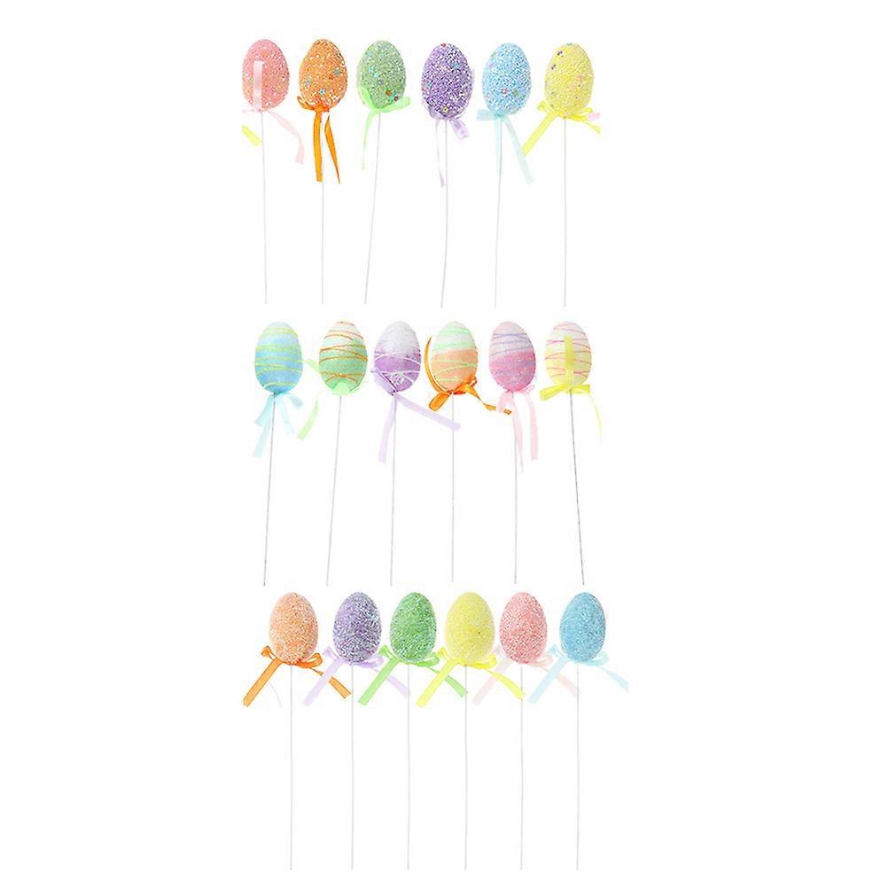 18pcs Easter Decorative Eggs Easter Egg Ornaments Funny DIY Crafts Eggs (Mixed Color)