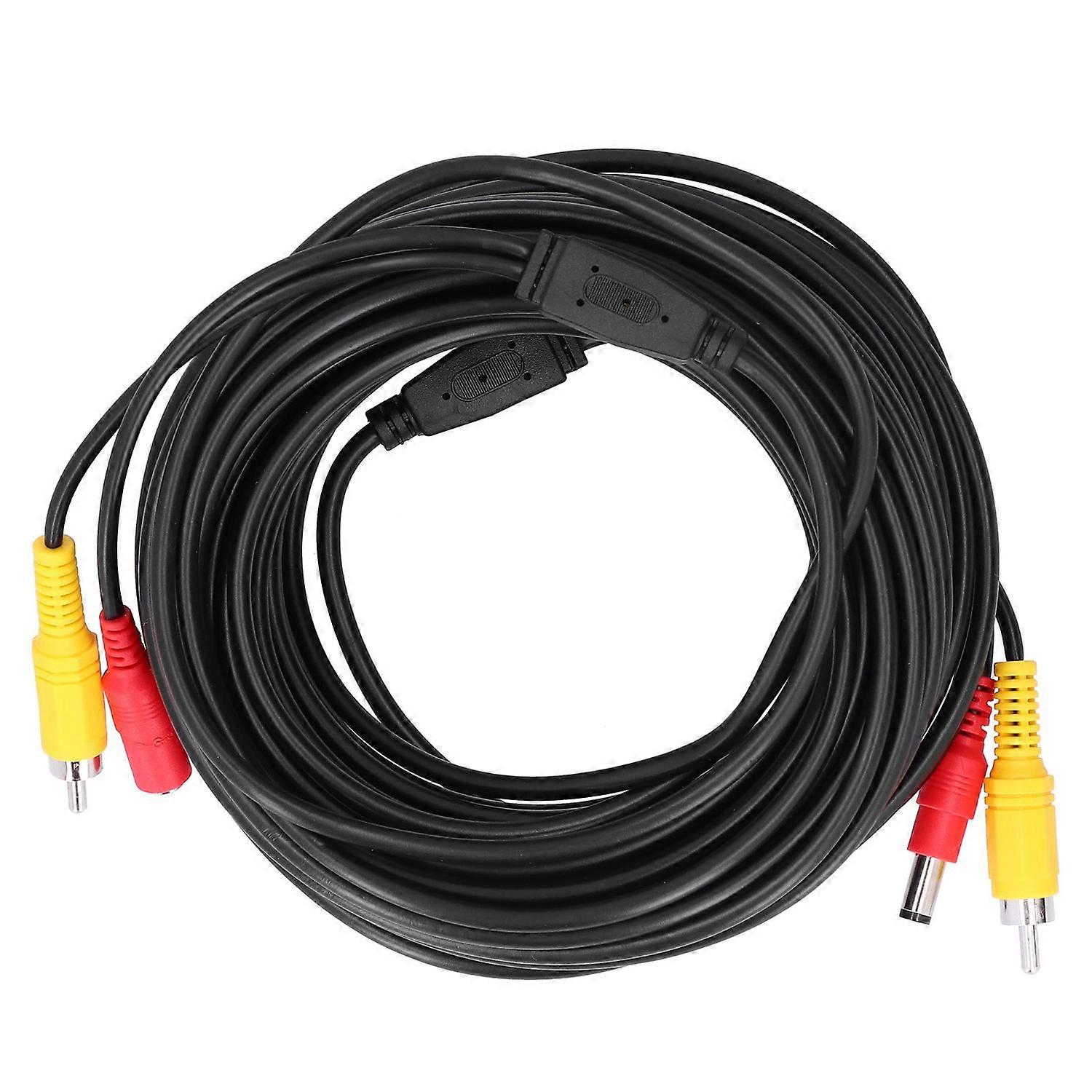 Portable CCTV Cable 2-In 1 Video Power Cord RCA+DC Connector for Surveillance Camera DVD Player(15m 