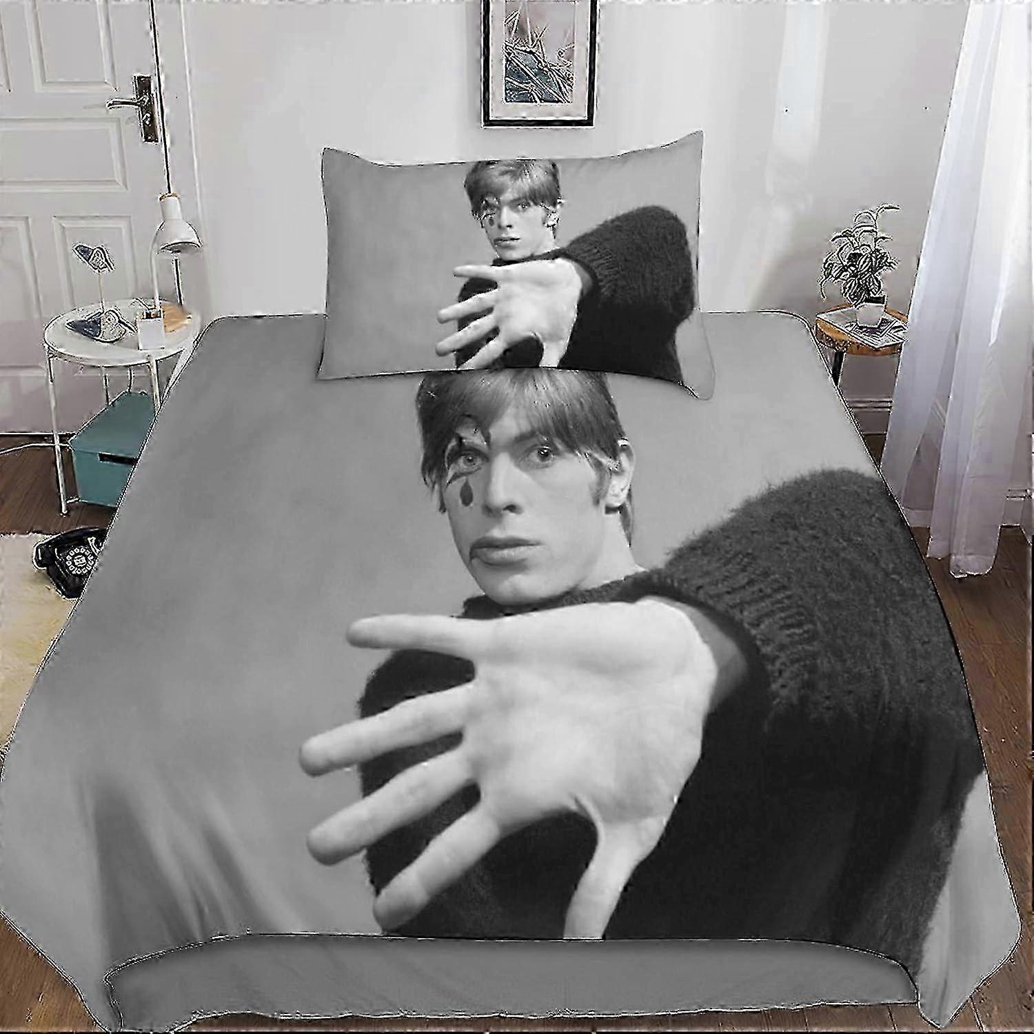 Rock 'n' Roll Peças de Conjunto de Cama com D Capa de Edredom - Conjunto de Peças de Cama (Capa de Edredom + Fronhas), Engrossar e Macio, (David Bowie, Si 135*200 CM 202