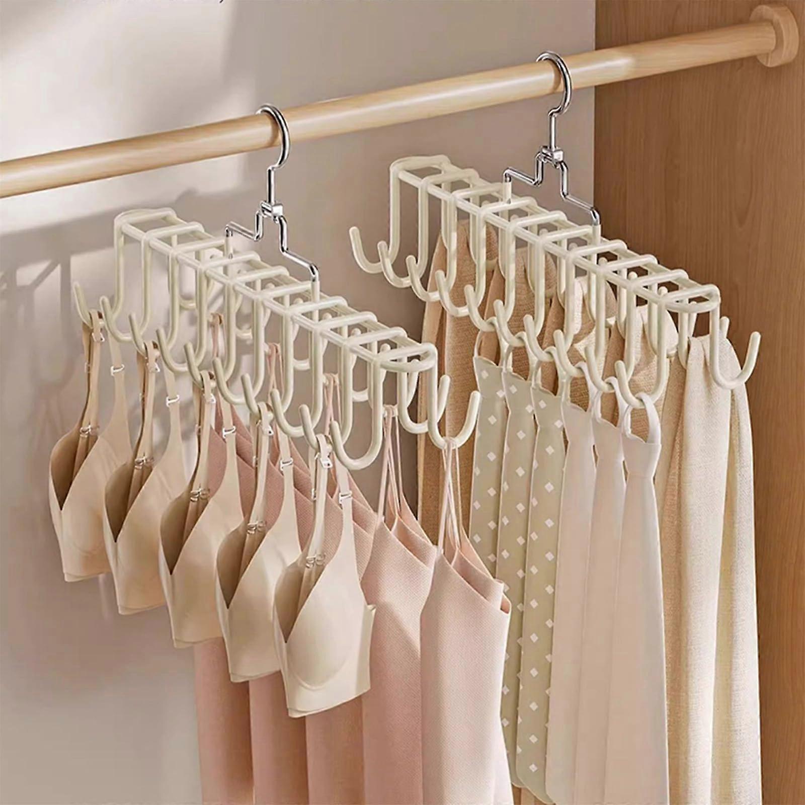 Clothes Drying Rack with 20 Hooks Space Saving Laundry Hanger for Underwear, Bras, Tank Tops, White