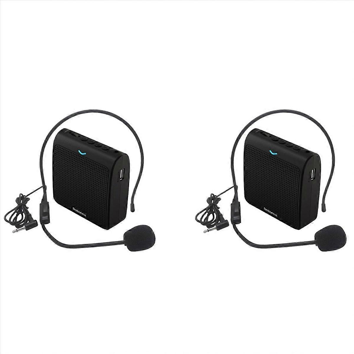2X Portable Microphone Loud Speaker Mini Voice Amplifier with USB TF Card FM Radio for Teacher Tour 