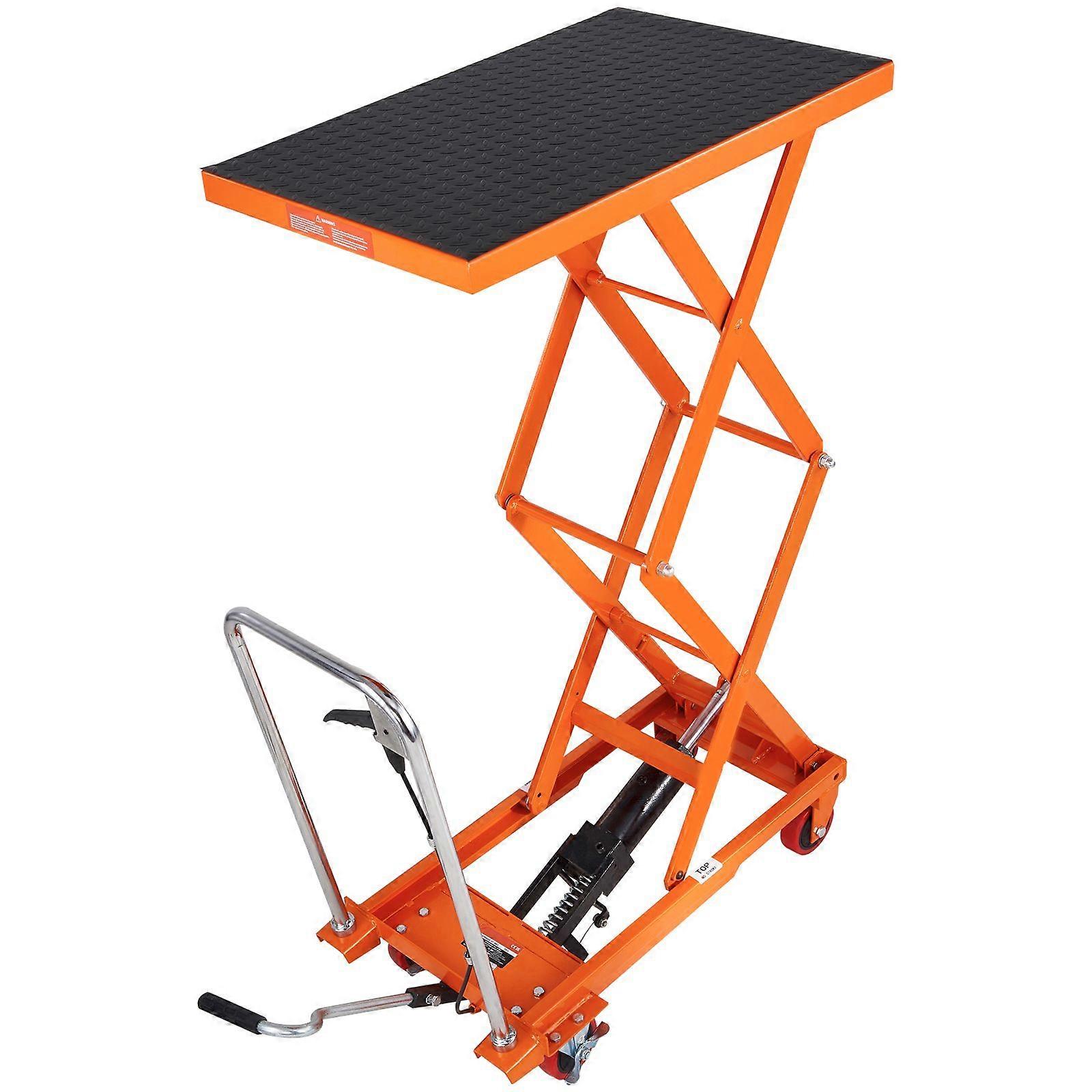 Hydraulic Lift Table Cart, 330lbs Capacity 50" Lifting Height, with 4 Wheels and Non-slip Pad, for Material Handling and Transportation