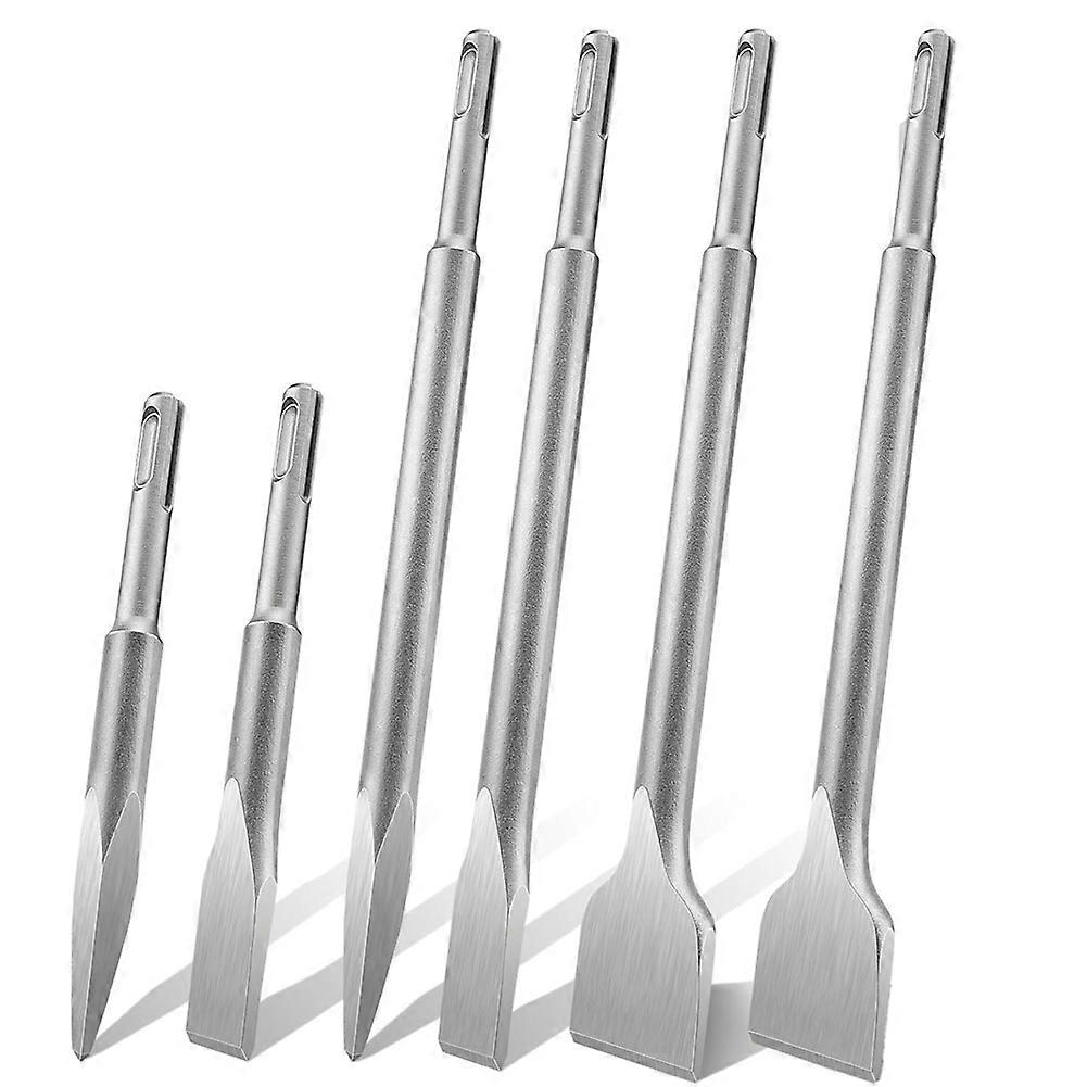 SDS Plus Chisel Set,6pcs Tile Chisel Spade Chisel Drill Hammer Chisel Set for Concrete,Masonry,Tiles,Tile Adhesive