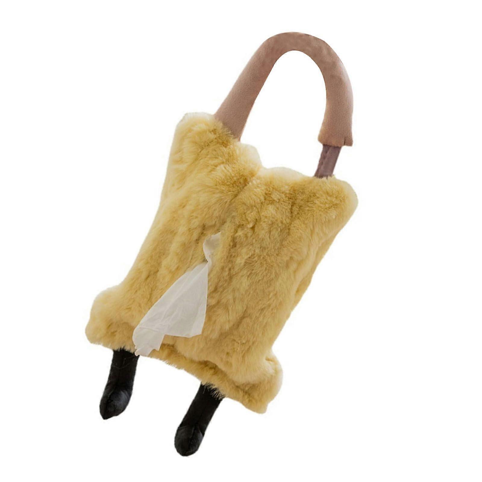 Multipurpose Cartoon Tissue Storage Case Polyester Cover Light Yellow For Home Office Use Design Tissue Organizer