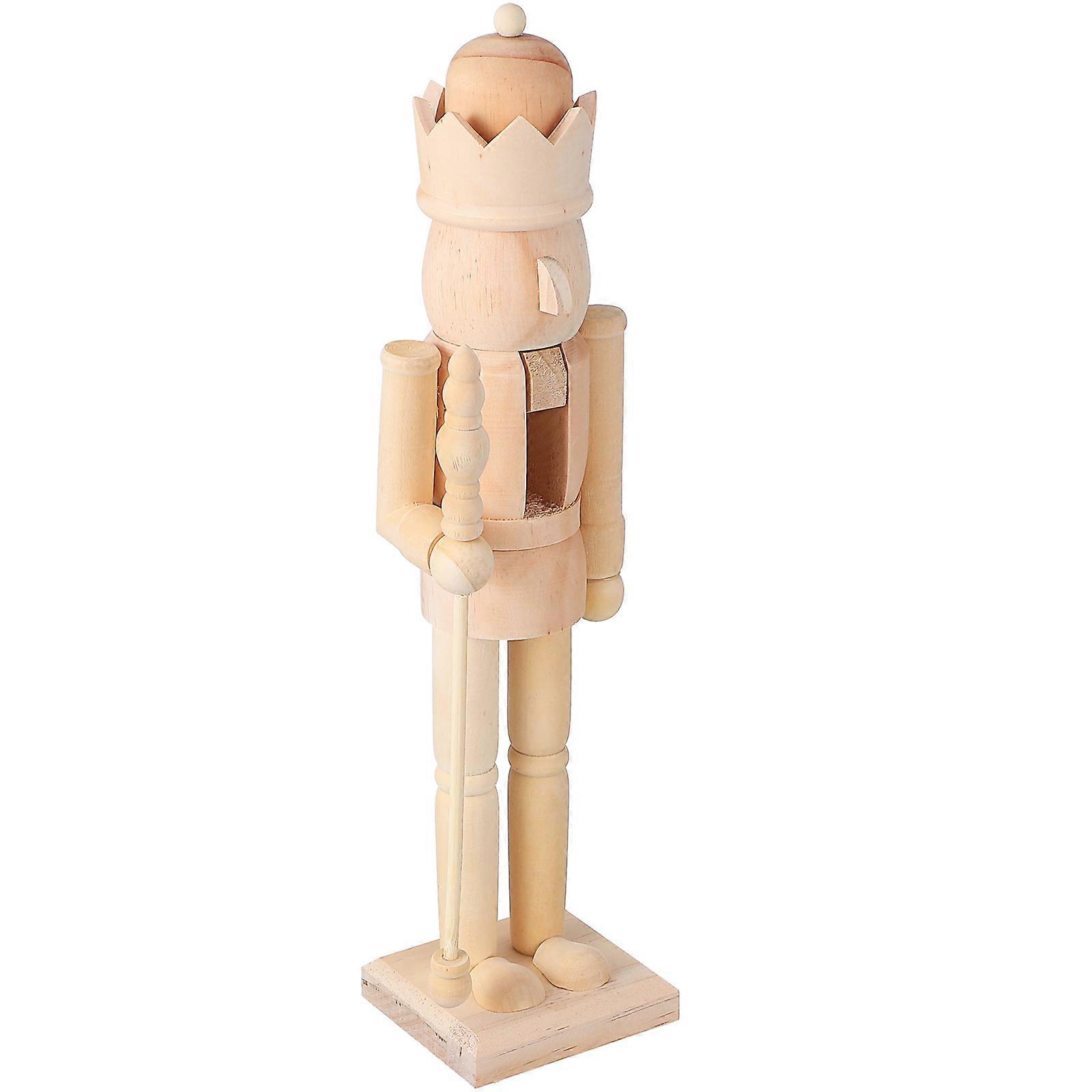 Diy Blank Wood Nutcracker Puppet Unfinished Soldier Nutcracker Figurine Light Brown For All Ages 1 Piece