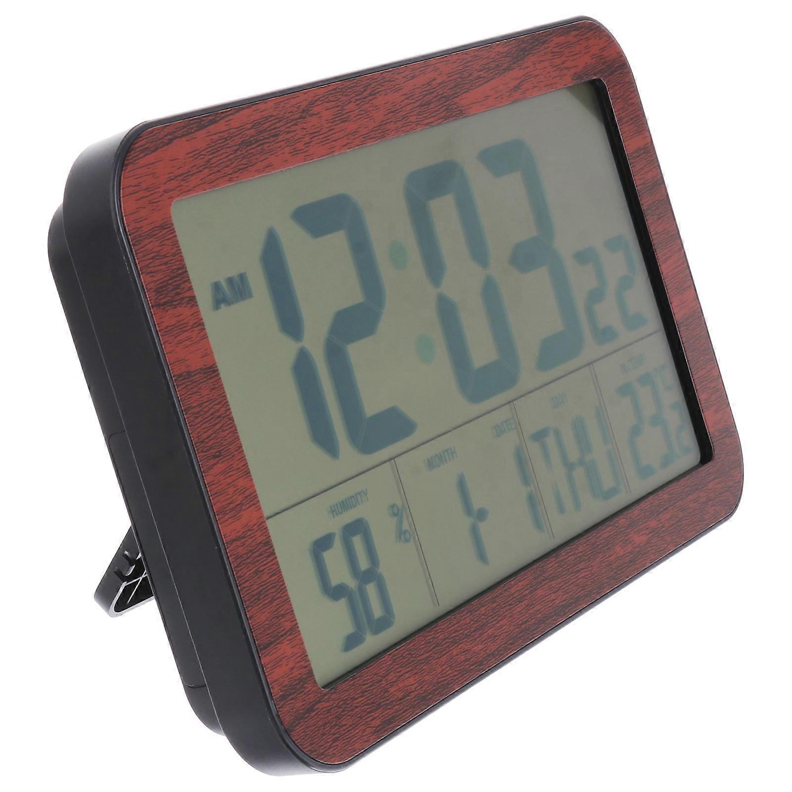 Alarm Clock for Home Use Stylish Black Plastic Large Screen SelfSetting Multifunction 7.5 Inch