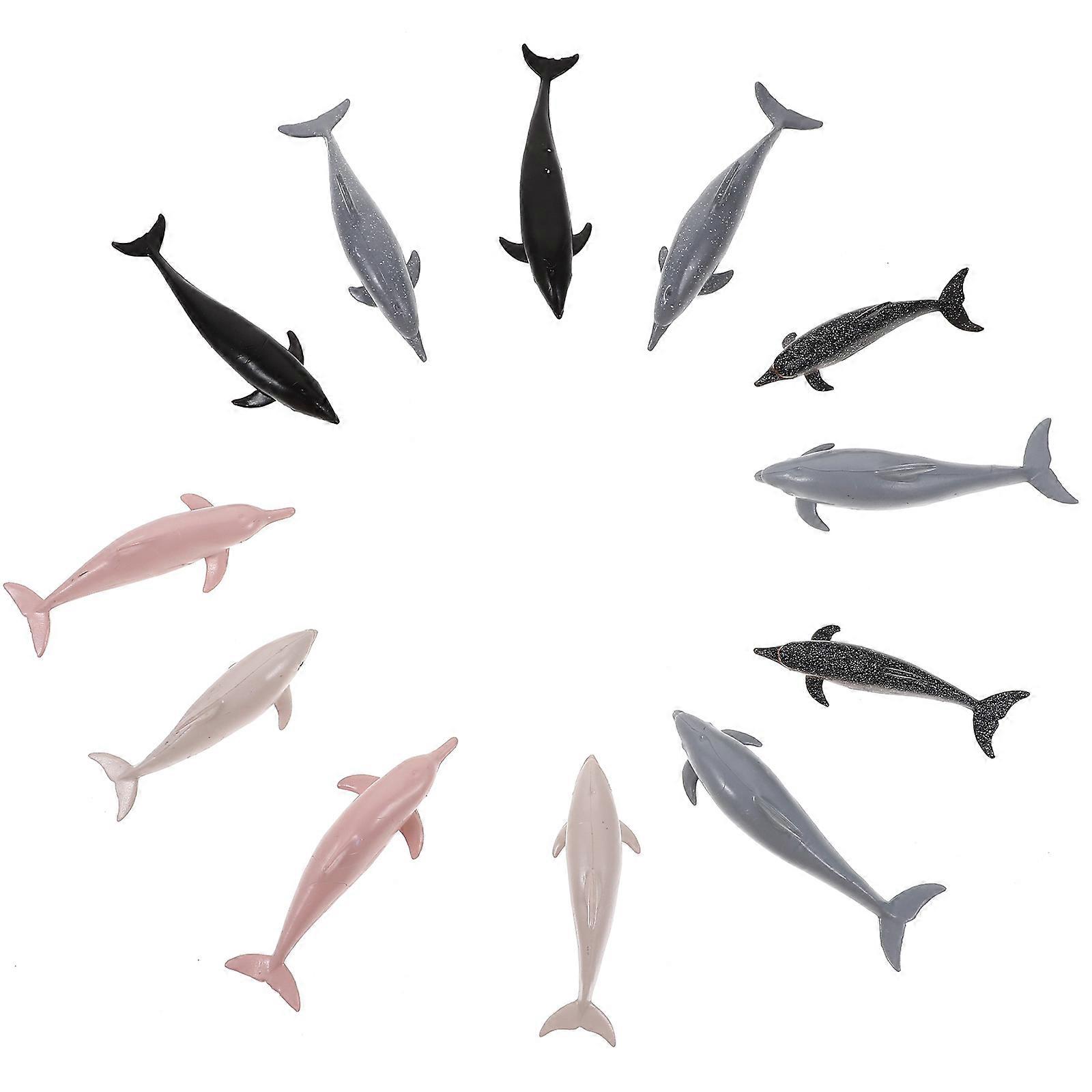 12pcs Mini Simulation Dolphin Models Plastic Dolphin Model Simulation Marine Animal Educational Model