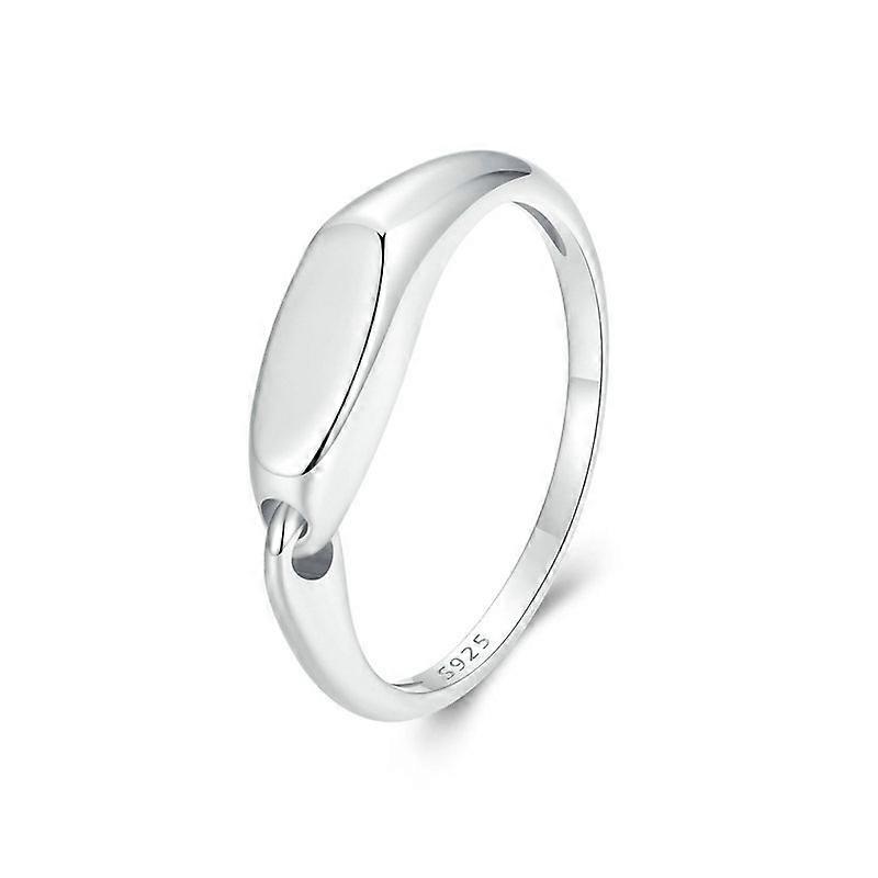 S925 Sterling Silver Platinum-Plated Interlocking Simple Ring
