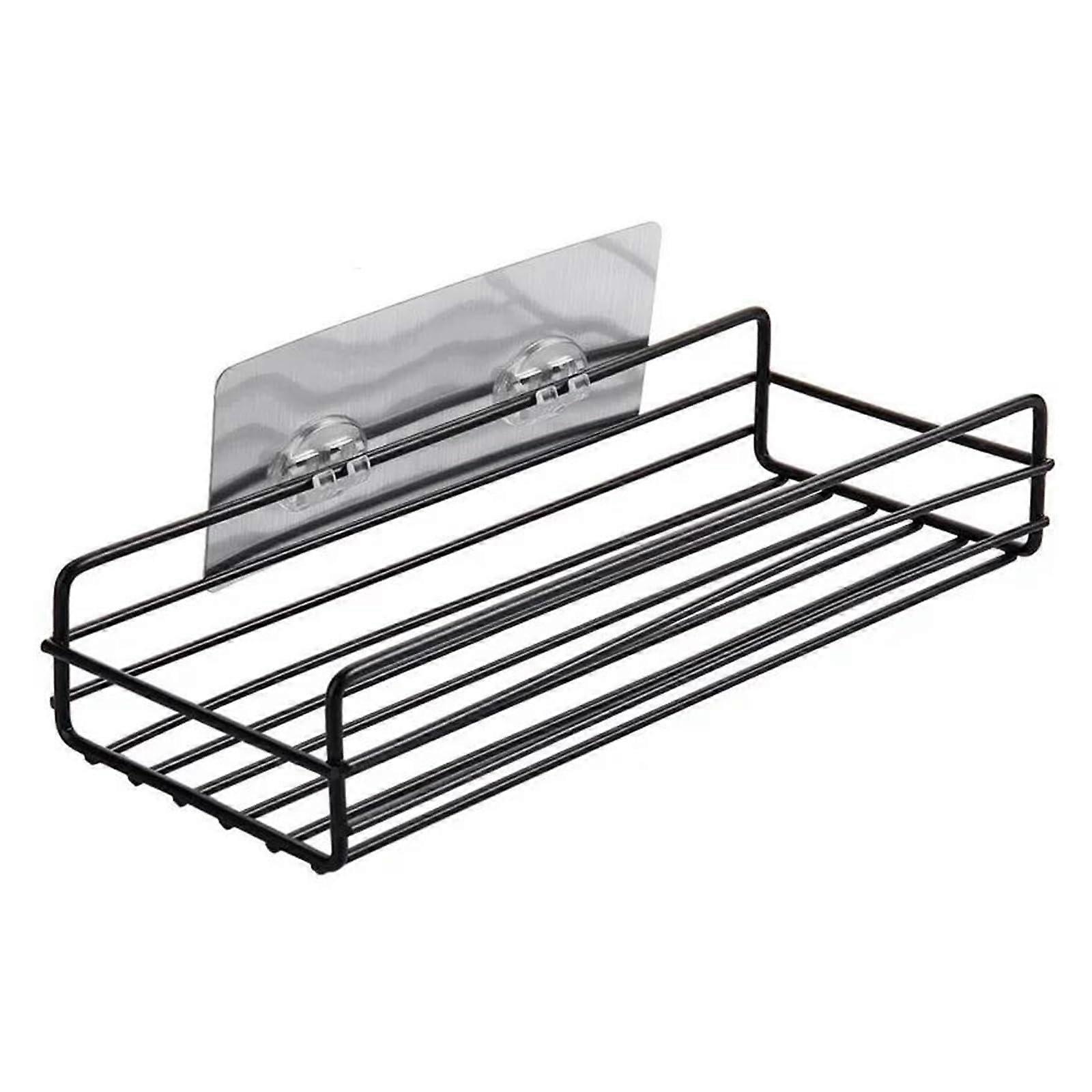 Bathroom Shower Shelf Waterproof Rustproof Wall Mounted Corner Caddy NoDrill Storage Organizer Black