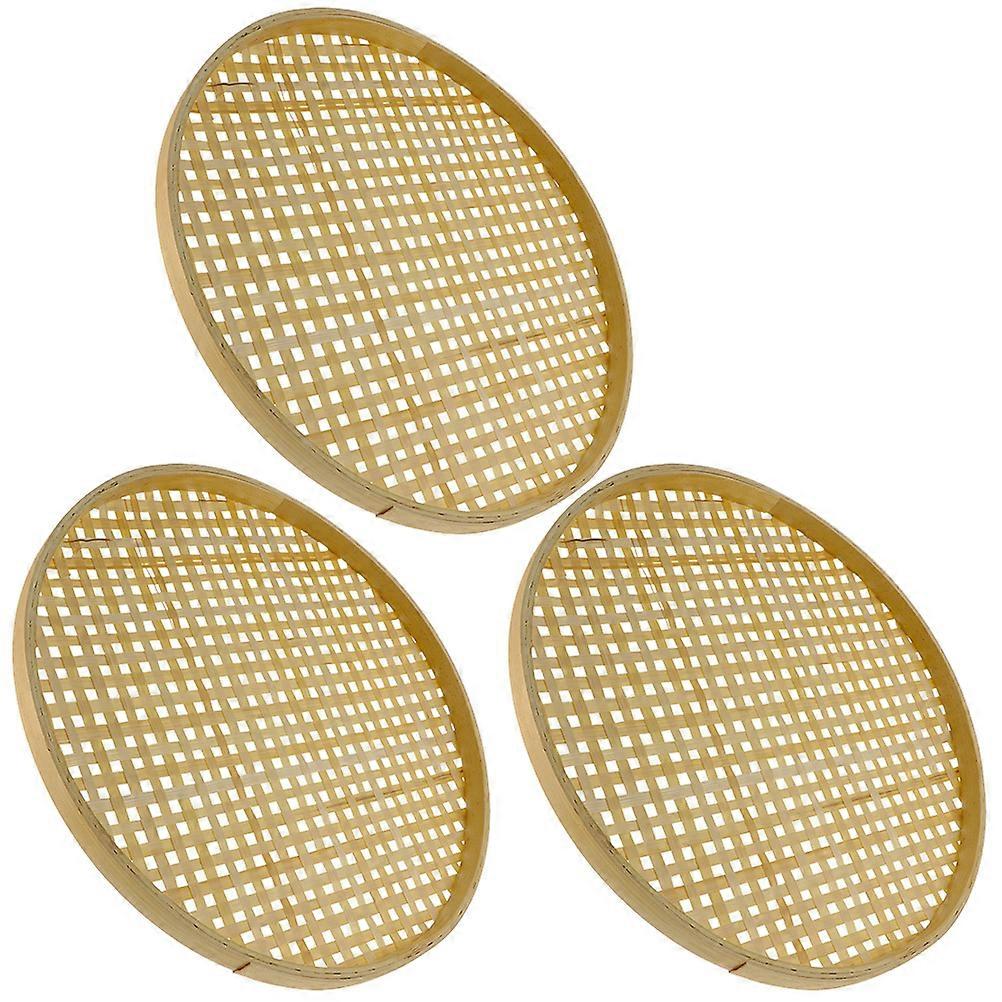 Assorted Color Bamboo Weaving Colander Basket for Home Use Made of Synthetic Material 3pcs