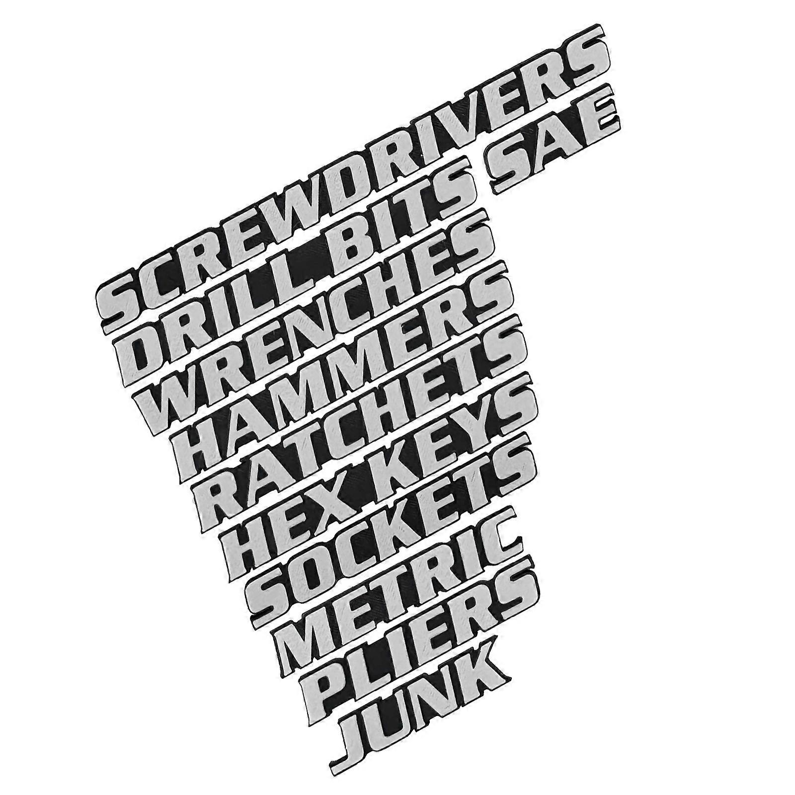 Pack of 11 3D Printing Toolbox Organizers Magnetic Labels with Strong Magnets for Tool Drawer Cabinet Organization  Silver