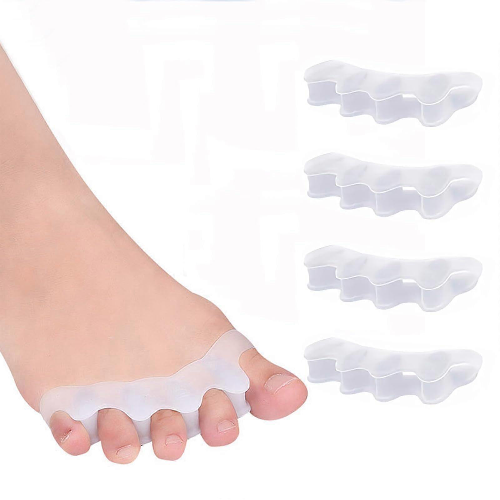 2 Pairs Silicone Toe Separators and Spacers for Pain Relief, Yoga, Running, Bunion Alignment – White