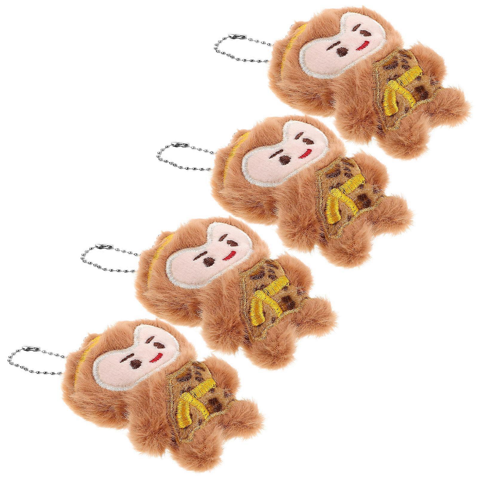 Adorable Monkey Plush Pendant Charm for Decoration 4Pcs Collection