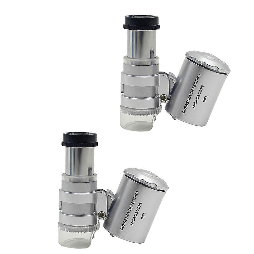Mini Pocket Microscope Jewelry Loupe for Detecting 2Pcs Silver Alloy