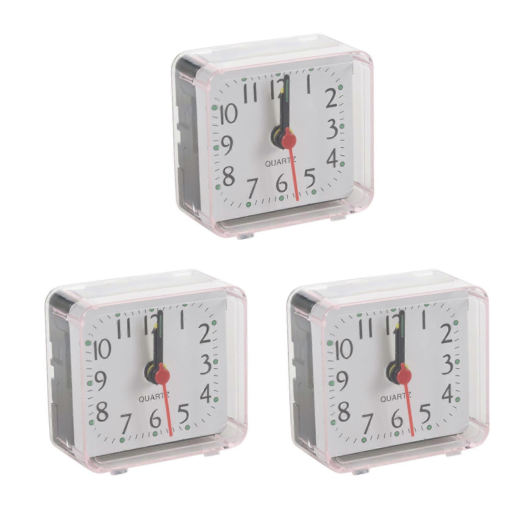3PCS Portable Cute Mini Cartoon Multi-Function Table Clocks(White)