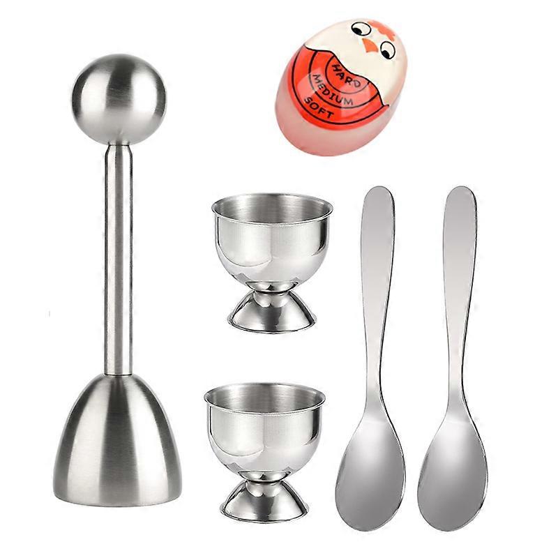 Set di separatori per uova sode in acciaio inox, con timer per uova, cucchiaio, tazza, utensili da cucina