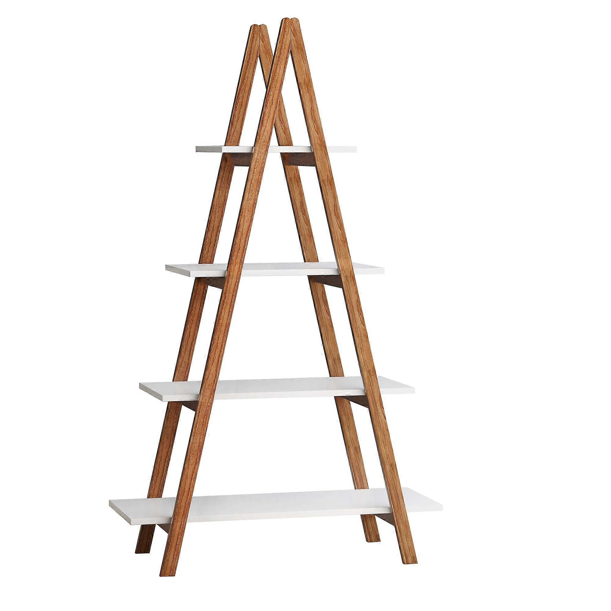 Solid Bamboo 4 Tier Ladder Bookshelf with Sturdy Design and Spacious Storage for Home Décor