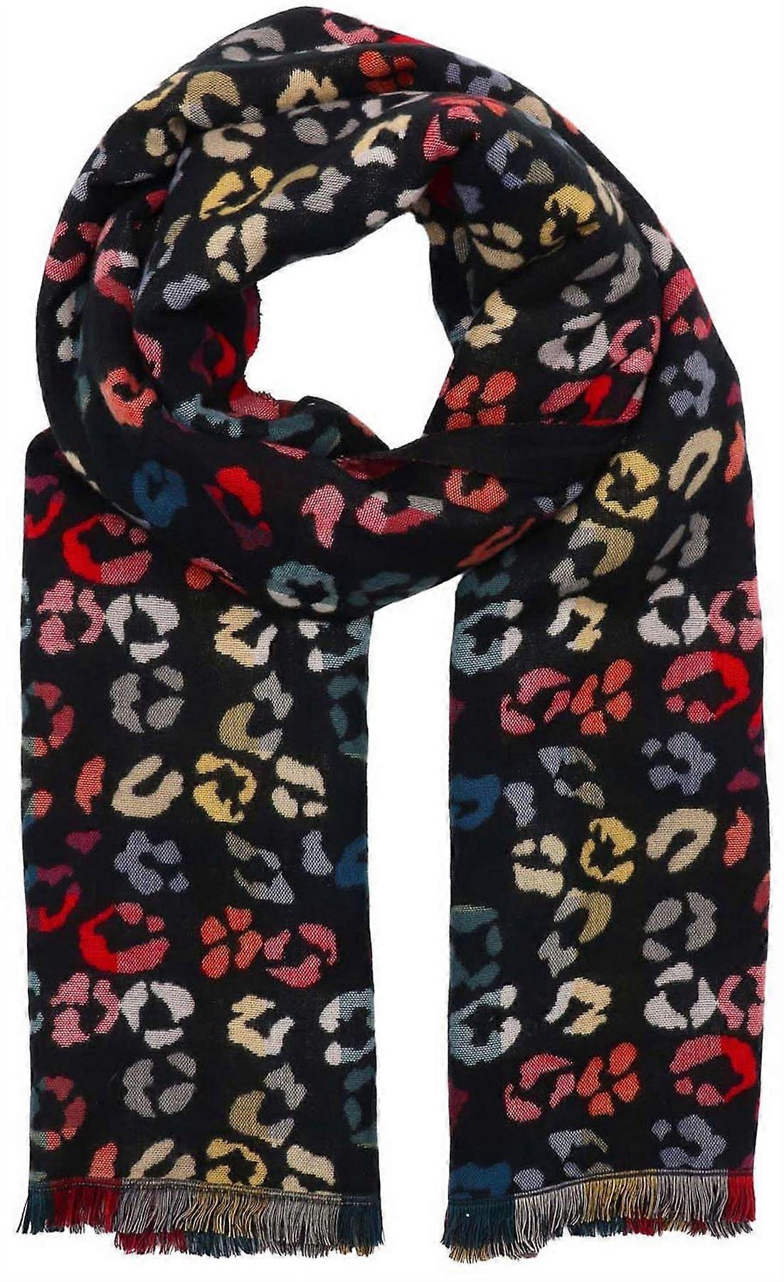 Zelly Animal Print Winter Weight Scarf - Black/Multi-colour