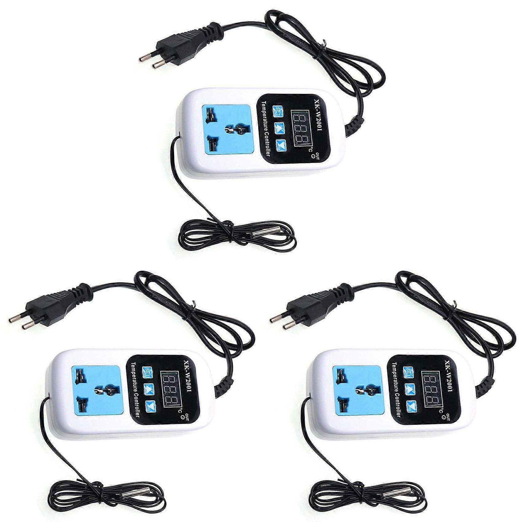 3X XK-W2001 Digital Temperature Controller Socket AC 110-220V Thermostat Regulator Socket Outlet with NTC Sensor EU Plug
