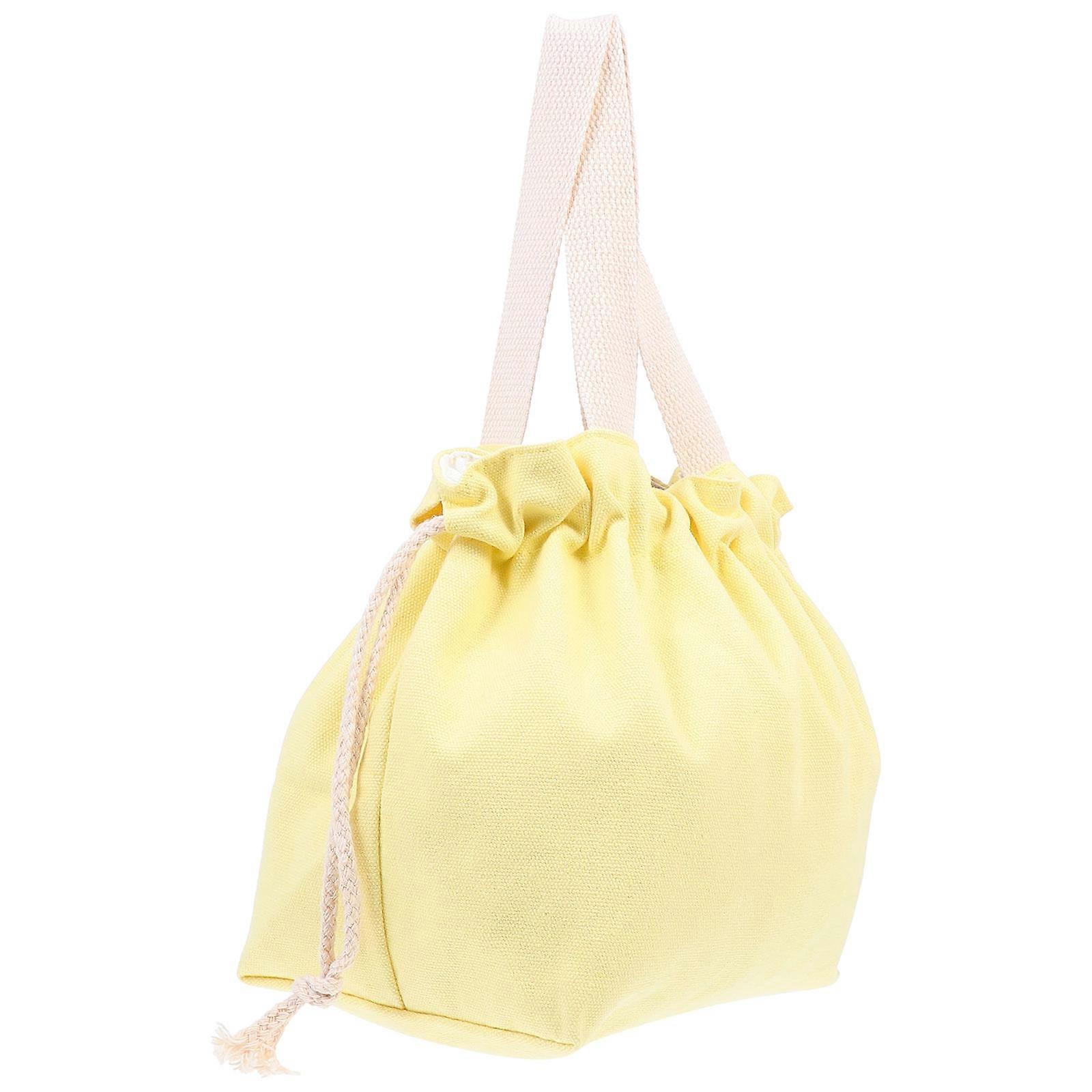 Canvas Lunch Bag for Storage Portable Drawstring Bento Bag