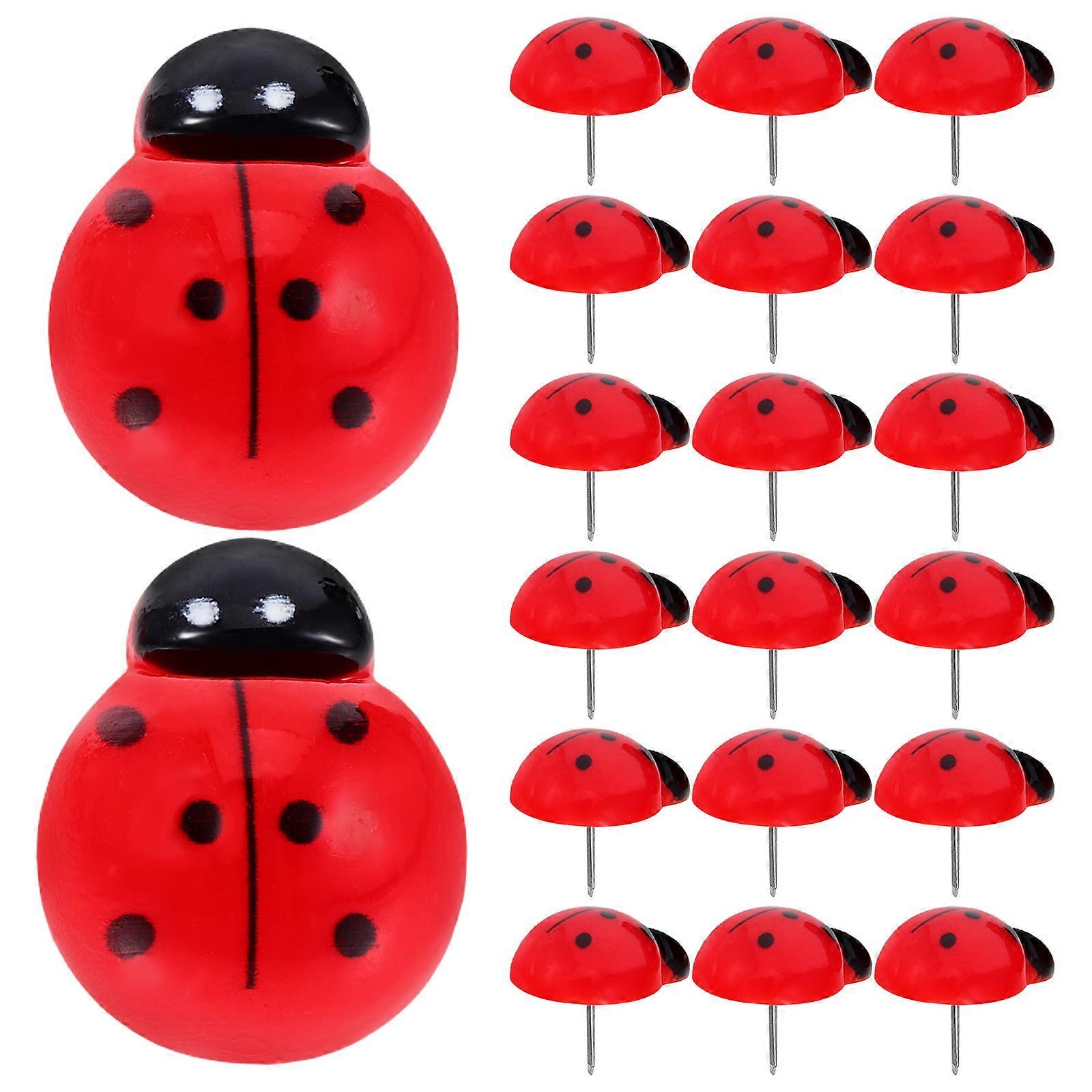 Creative Ladybug Push Pins for Office Use with 60Pcs in Red Design