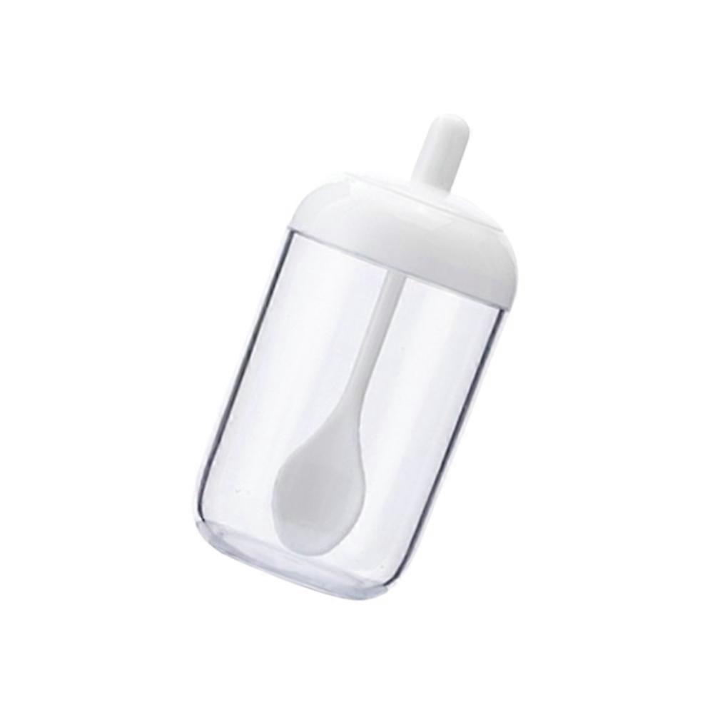 Transparent White Spice Jars with Spoon for Storing Things