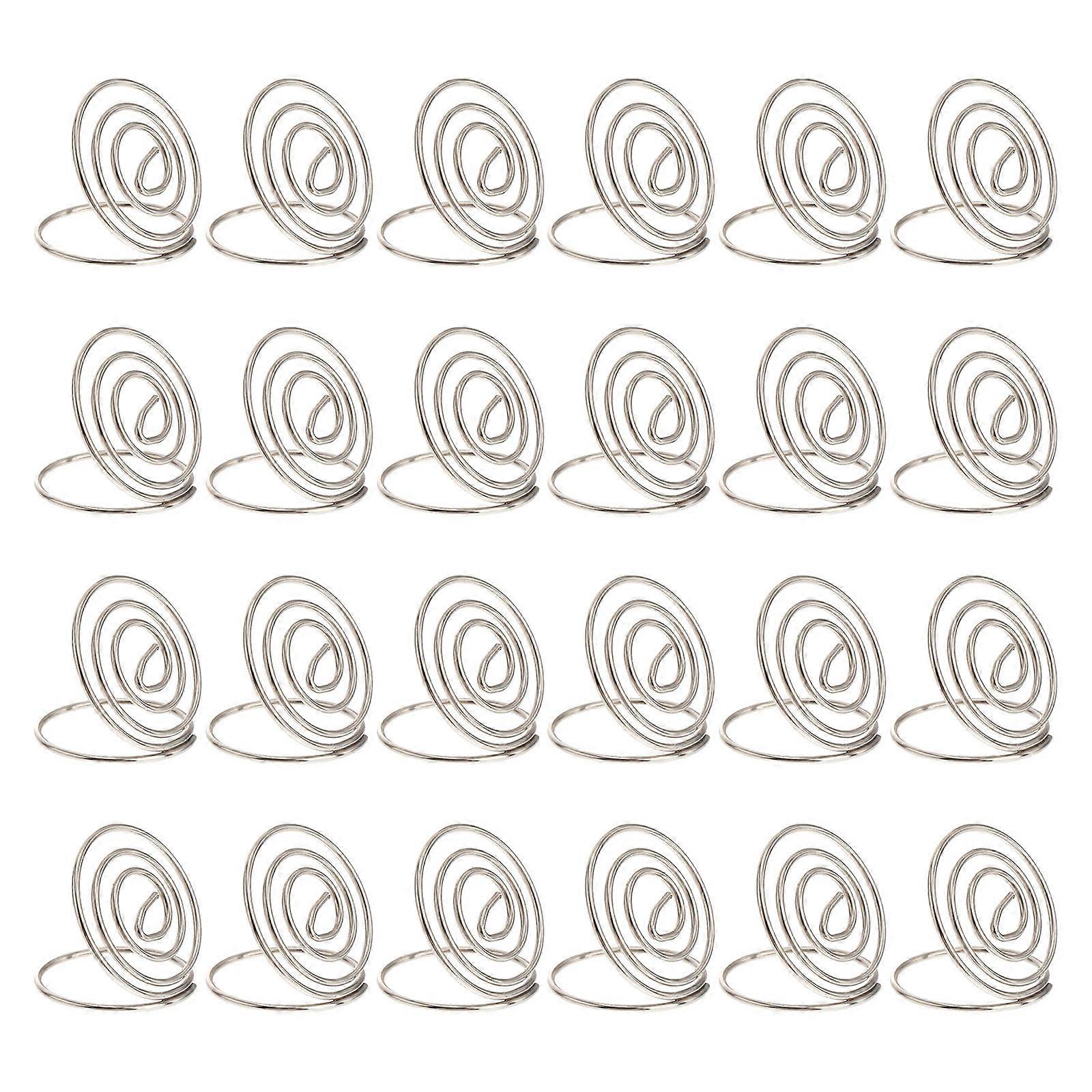 Stainless Steel Heart Shaped Table Number Holders with Spiral Base for Party Use Silver 24 Pcs
