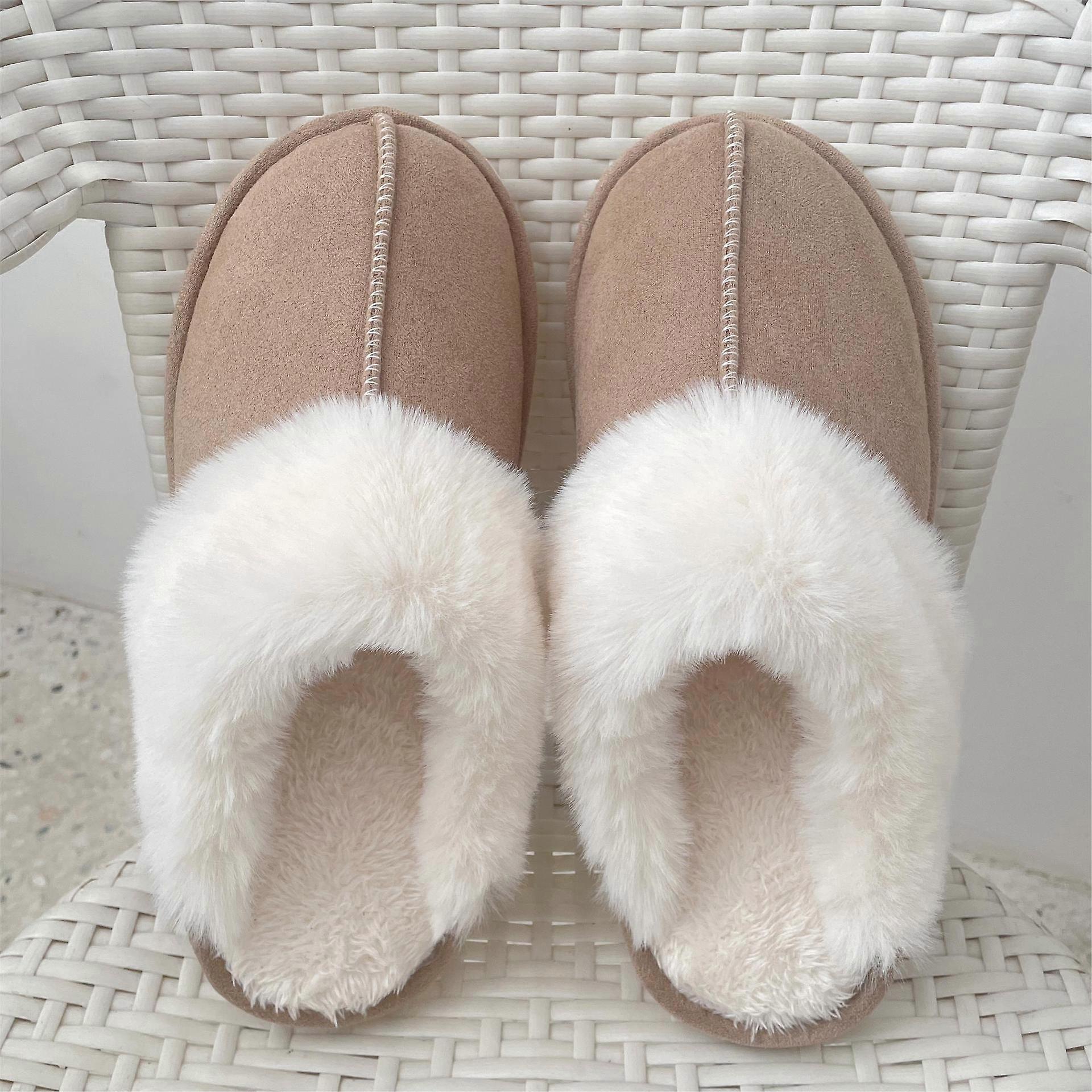 Pantofole di cotone, morbide, con punta rotonda, calde e basse,