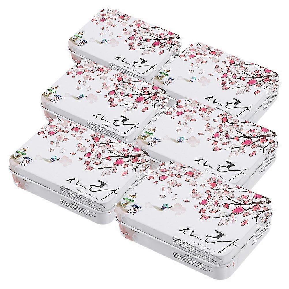 Decorative Rectangular Tin Box for Storage 6Pcs Floral Printed Metal