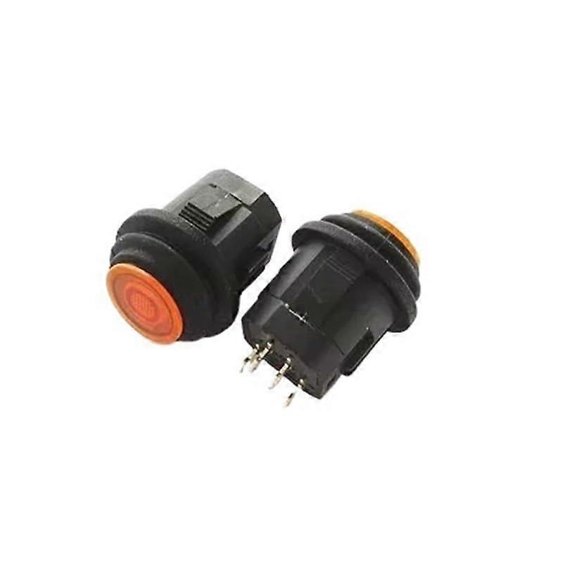 16mm Yellow Momentary Push Button Switch with Bright 3V LED Light, Round Head SelfReset