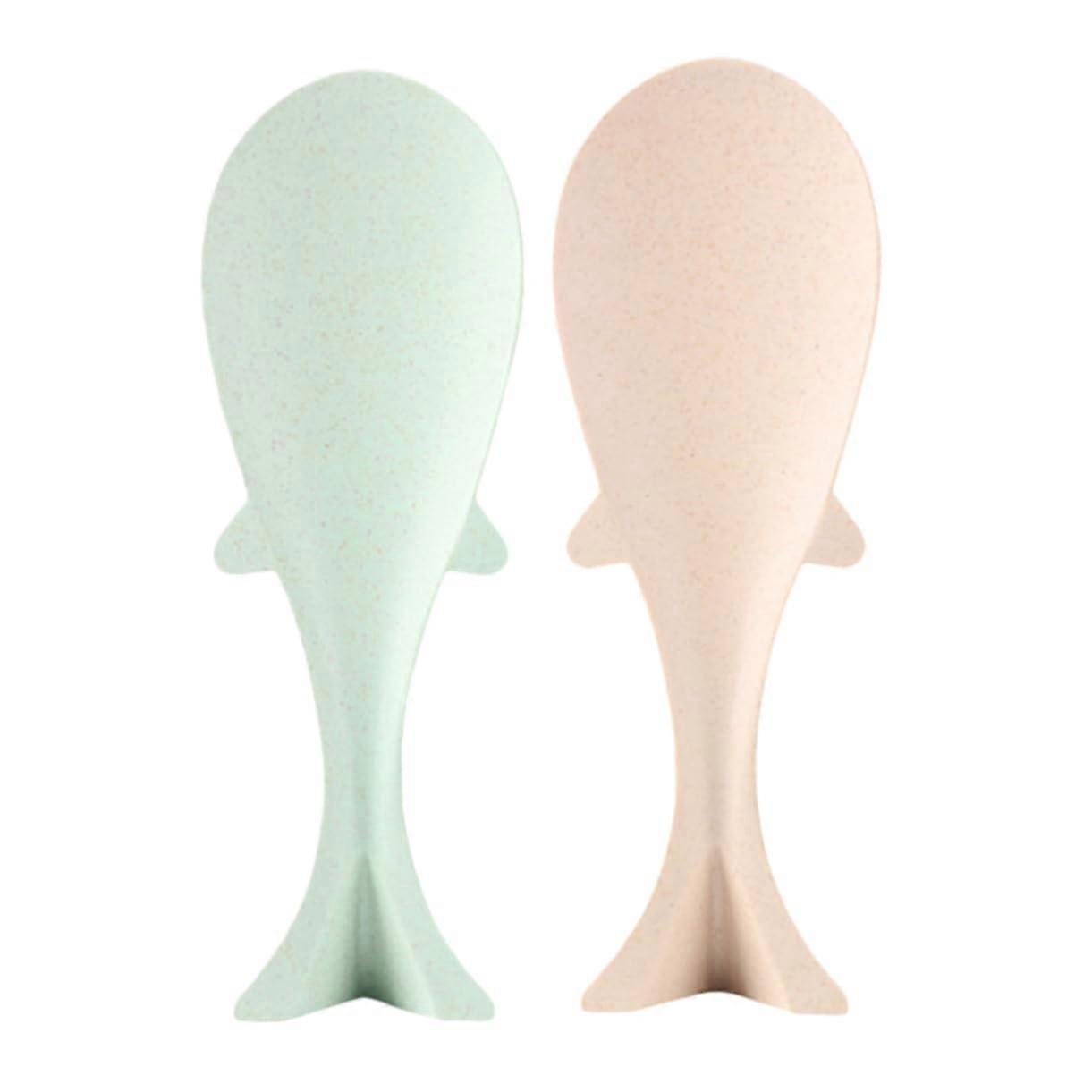 2pcs Standing Rice Paddle Spoon with Nonstick Surface and Cute Fish Shape for Rice Cooker