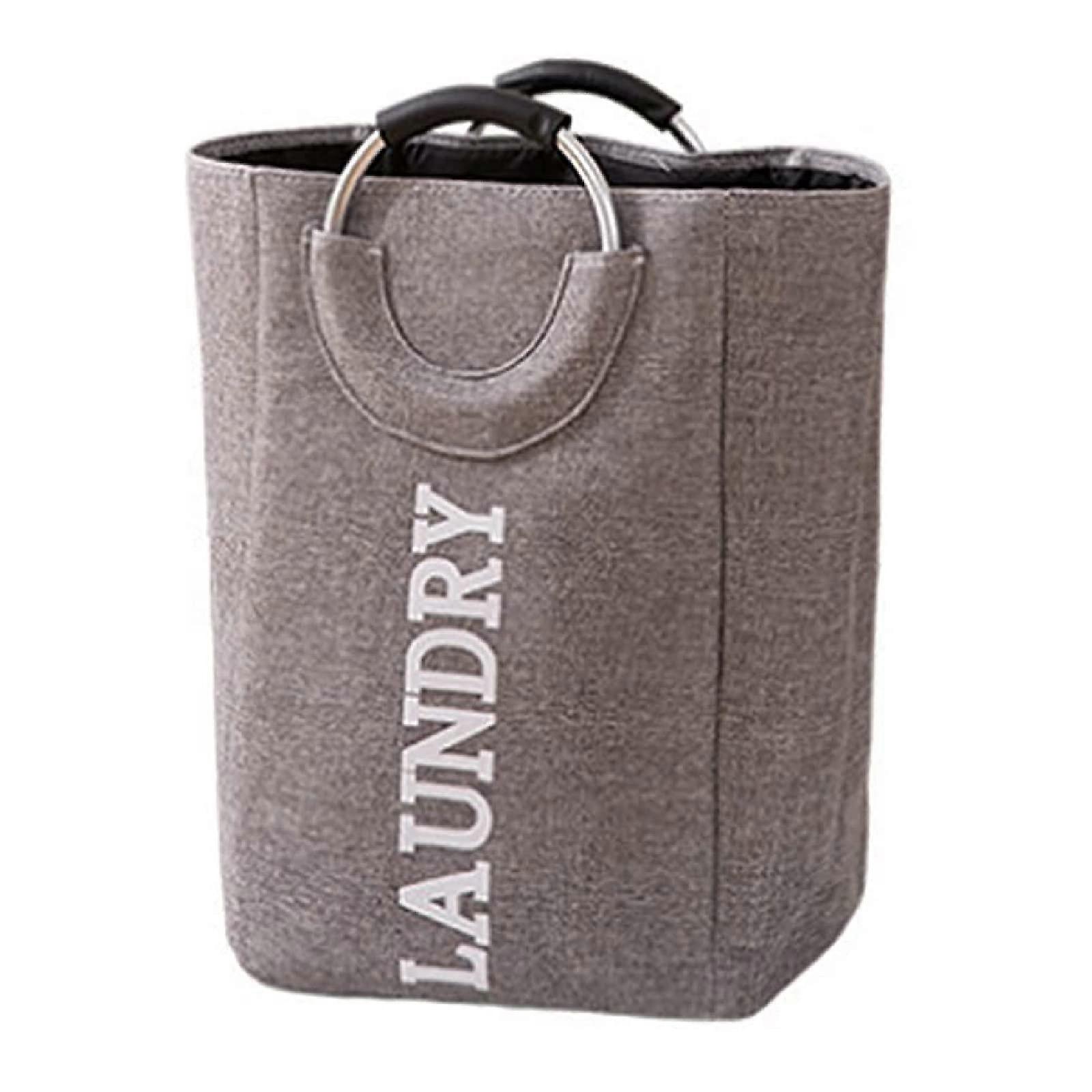 Large Collapsible Laundry Basket Foldable Clothes Hamper Oxford Fabric Large Capacity Light Grey