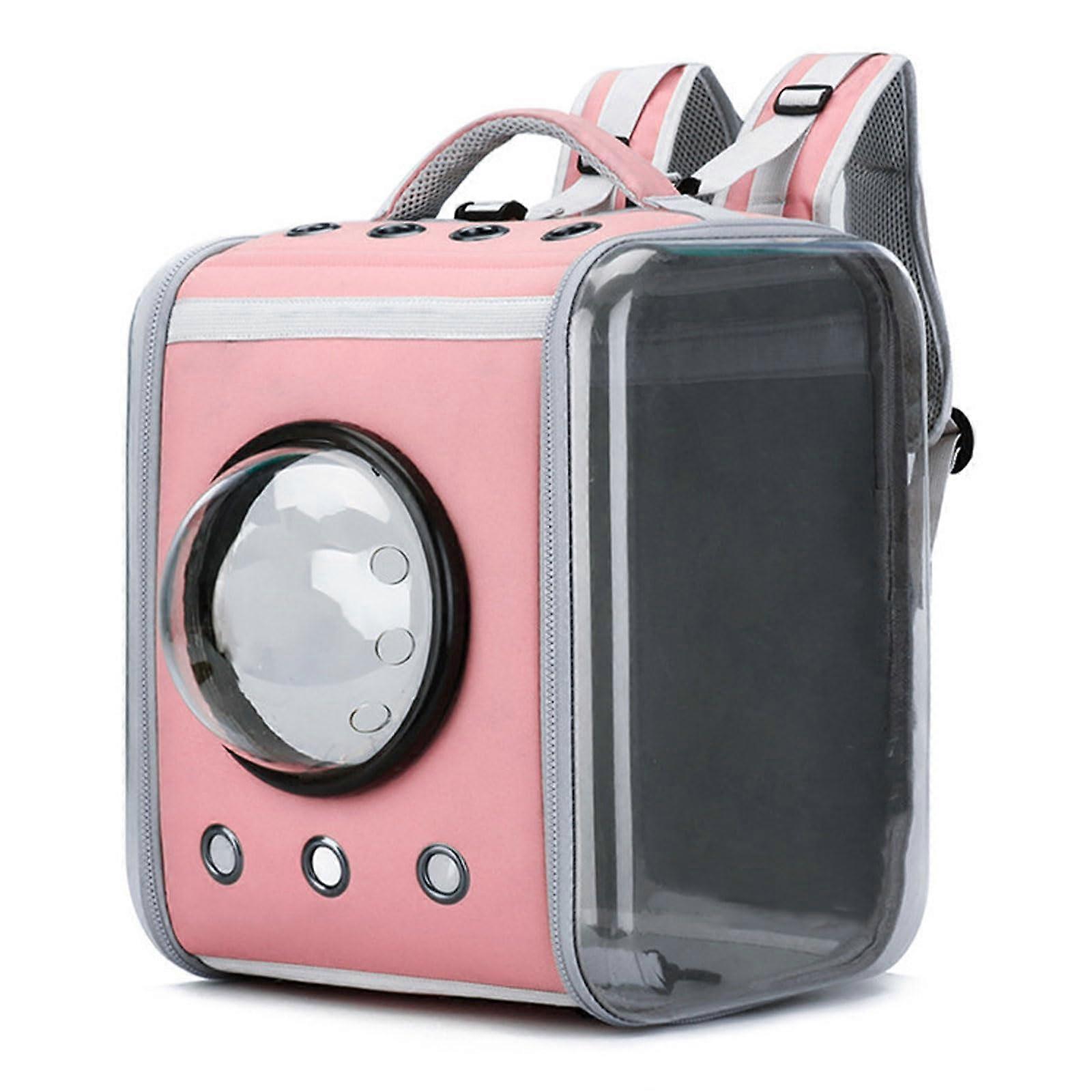 Pet Carrier Backpack with Bubble Window for Large Cat and Small Dog, Space Capsule Design, Pink