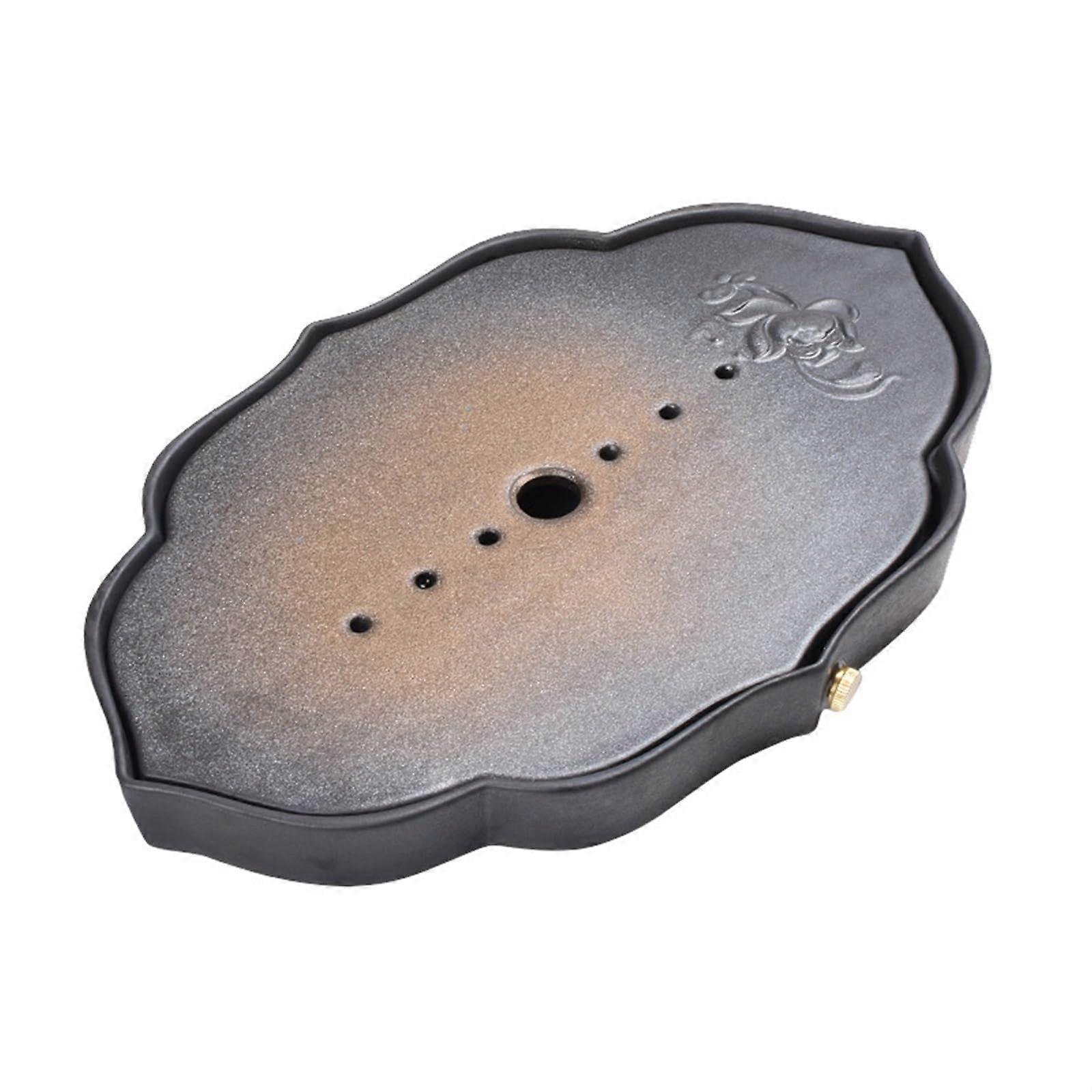 Ceramic Kung Fu Tea Tray with Drain, Vintage Rectangular Serving Tray, SpillResistant 36x23cm