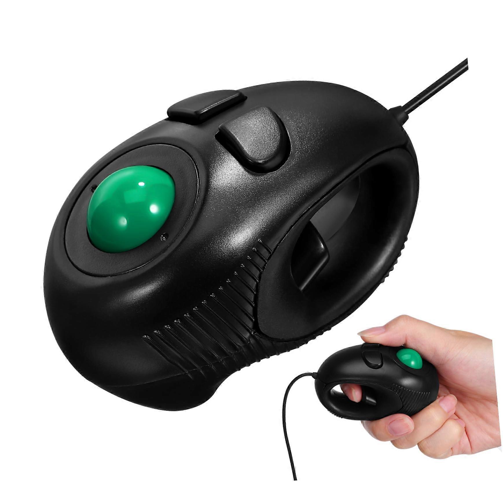 Trackball Mouse USB Wired Mini Ergonomic Thumb Control Plug and Play for Laptop Desktop Black
