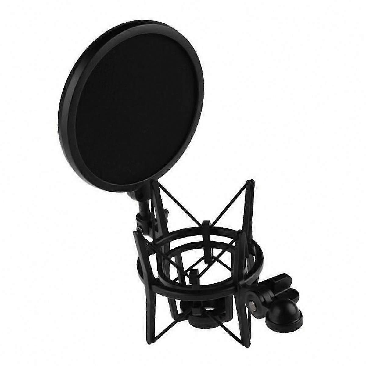 Adjustable Microphone Shock Mount with Pop Filter and Stand for Studio Recording