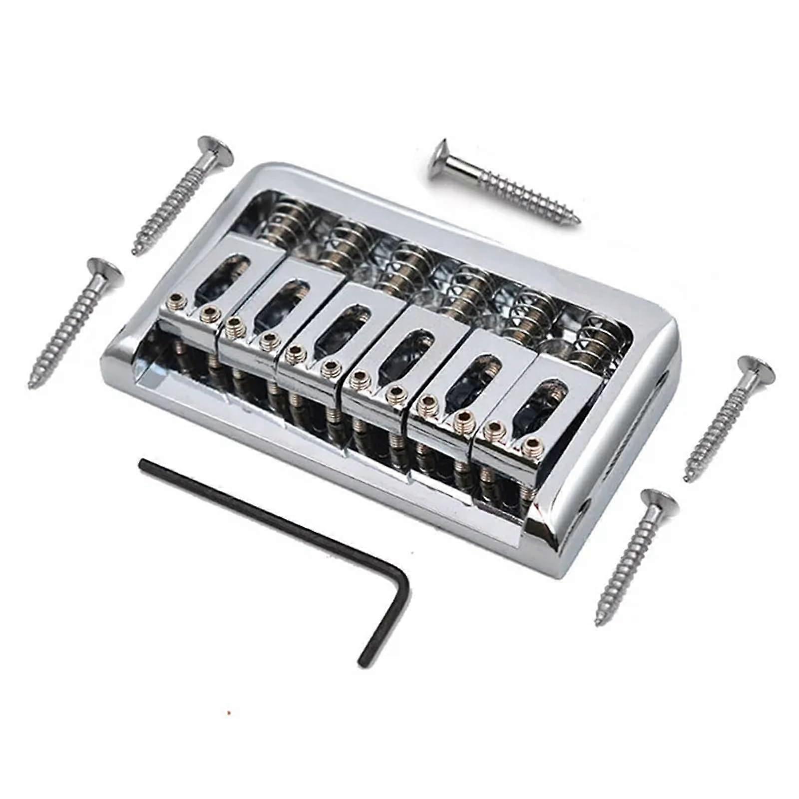 Electric Guitar Bridge Chrome 6 String Fixed Hardtail String Through Body for Stable Tone and Easy Setup