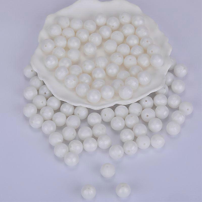 Round Silicone Focal Beads White 15mm Hole: 2mm