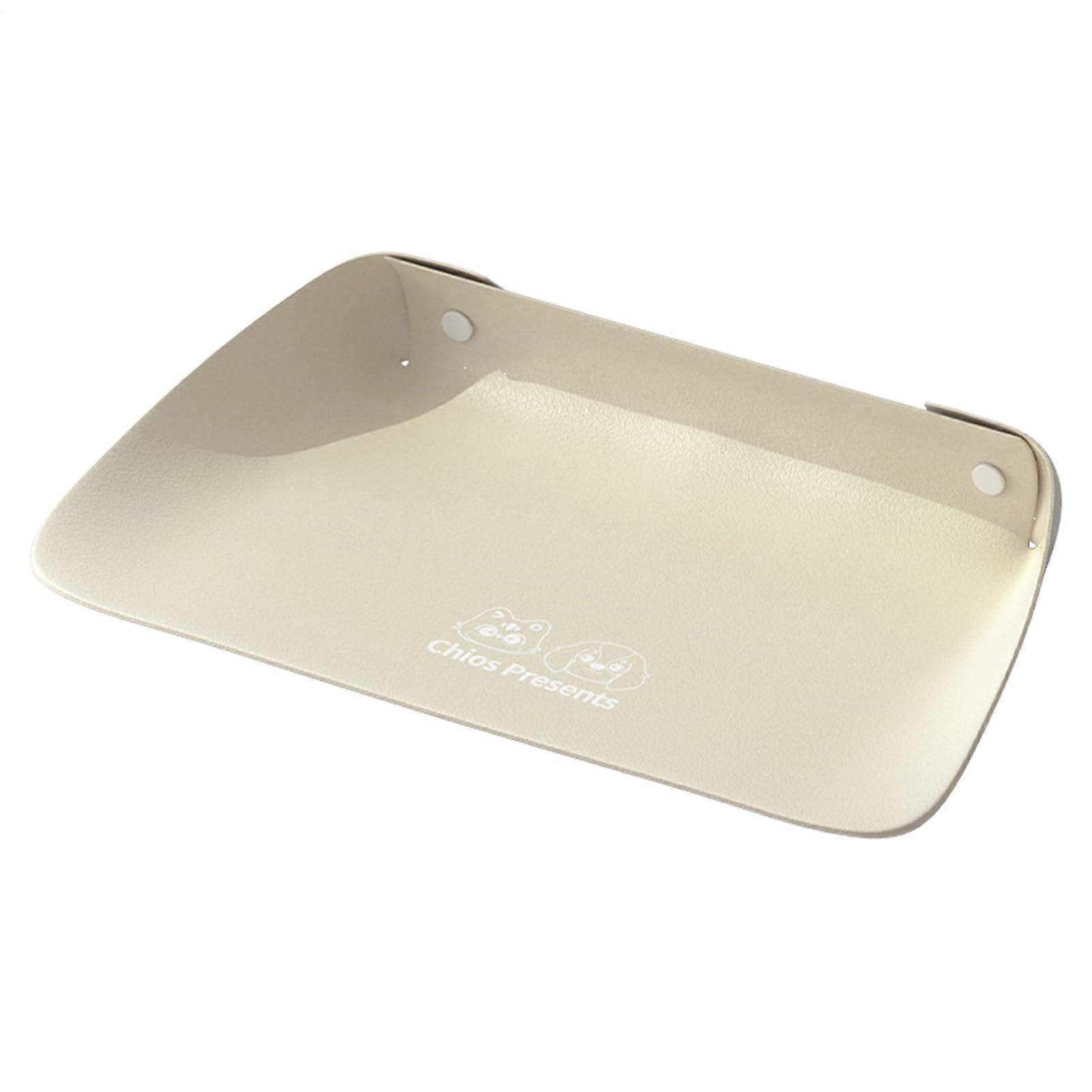 NonSlip Waterproof Dog Feeding Mat with SplashProof Raised Rim, EasyClean Faux Leather Apricot