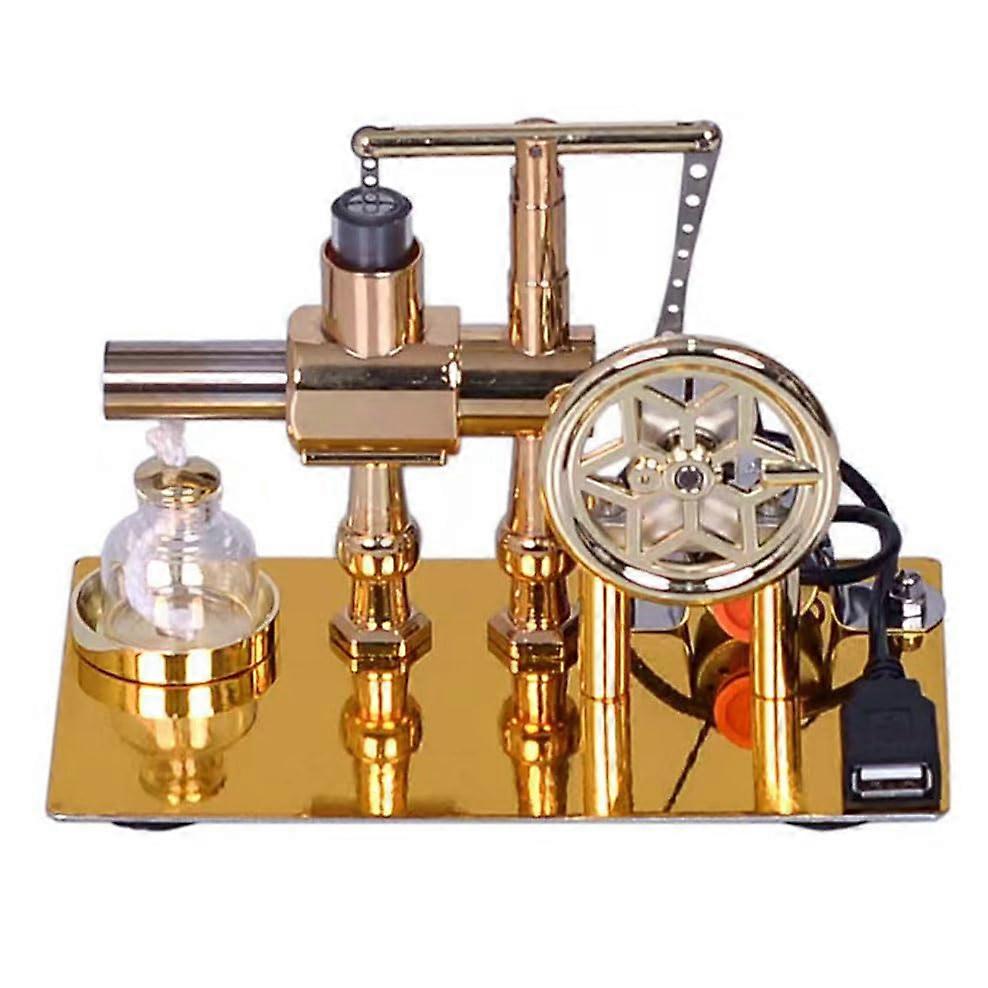 Stirling Engine Model with LED Generator, Visible Motion, Zinc Alloy Base Educational Toy for Classroom